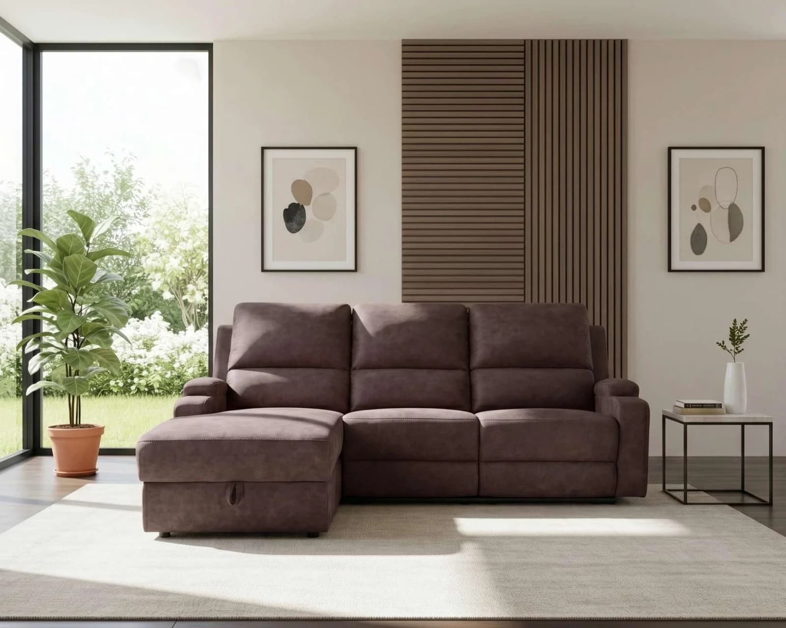 OTTO HOME Ecksofa NAPORI Microfaser Relaxfunktion L-Form Dunkelbraun