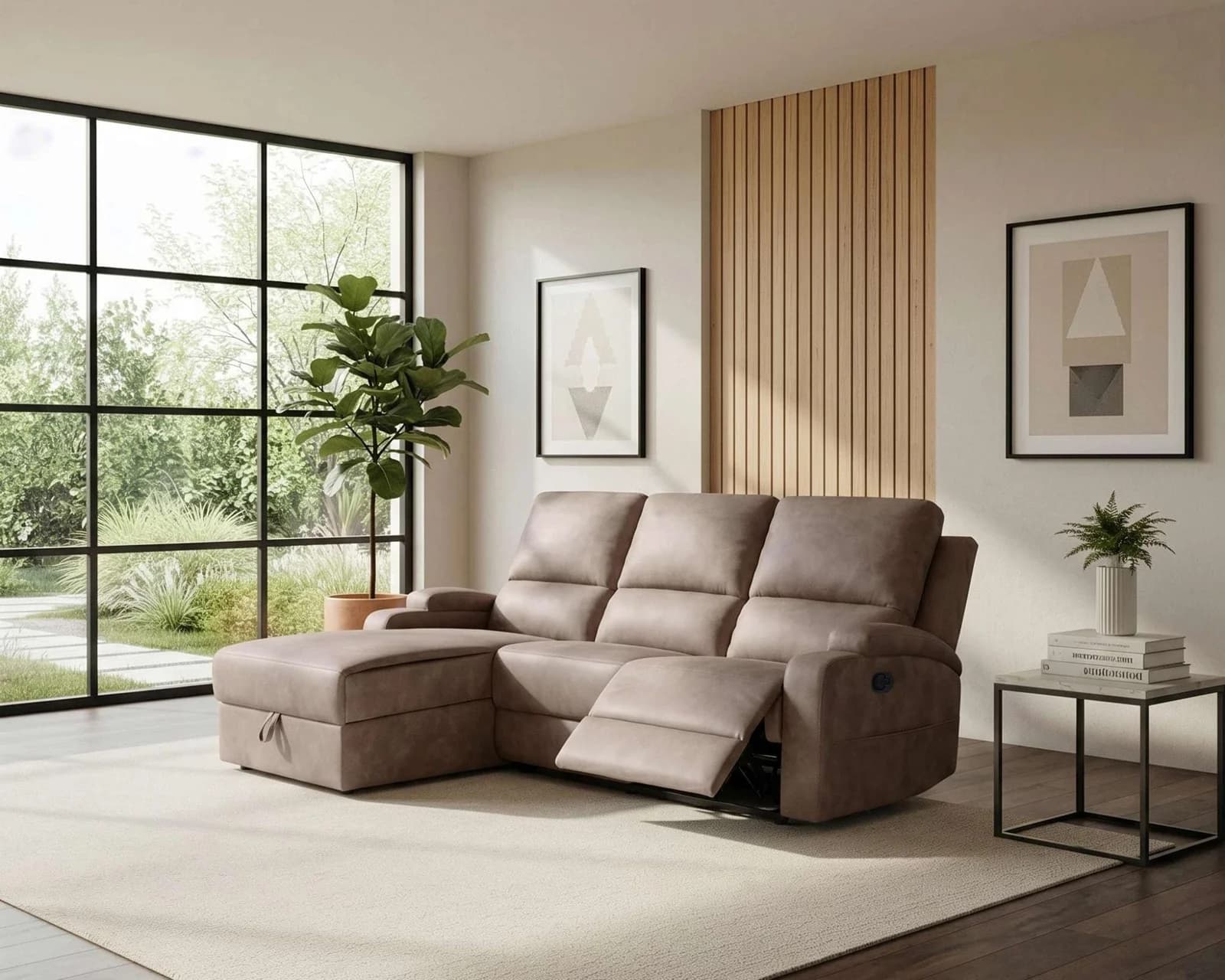 OTTO HOME Ecksofa NAPORI Microfaser Relaxfunktion taupe L-Form