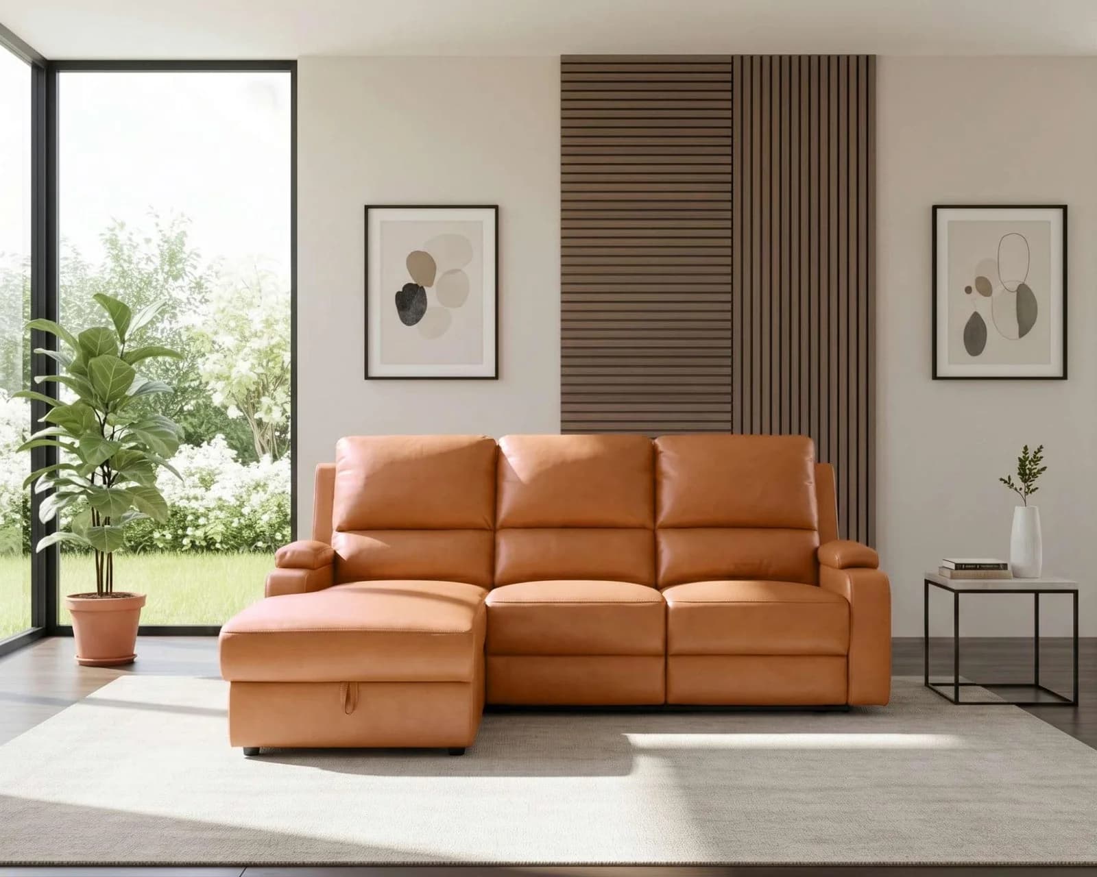 Ecksofa OTTO HOME NAPORI Kunstleder Relaxfunktion Recamiere Cognac