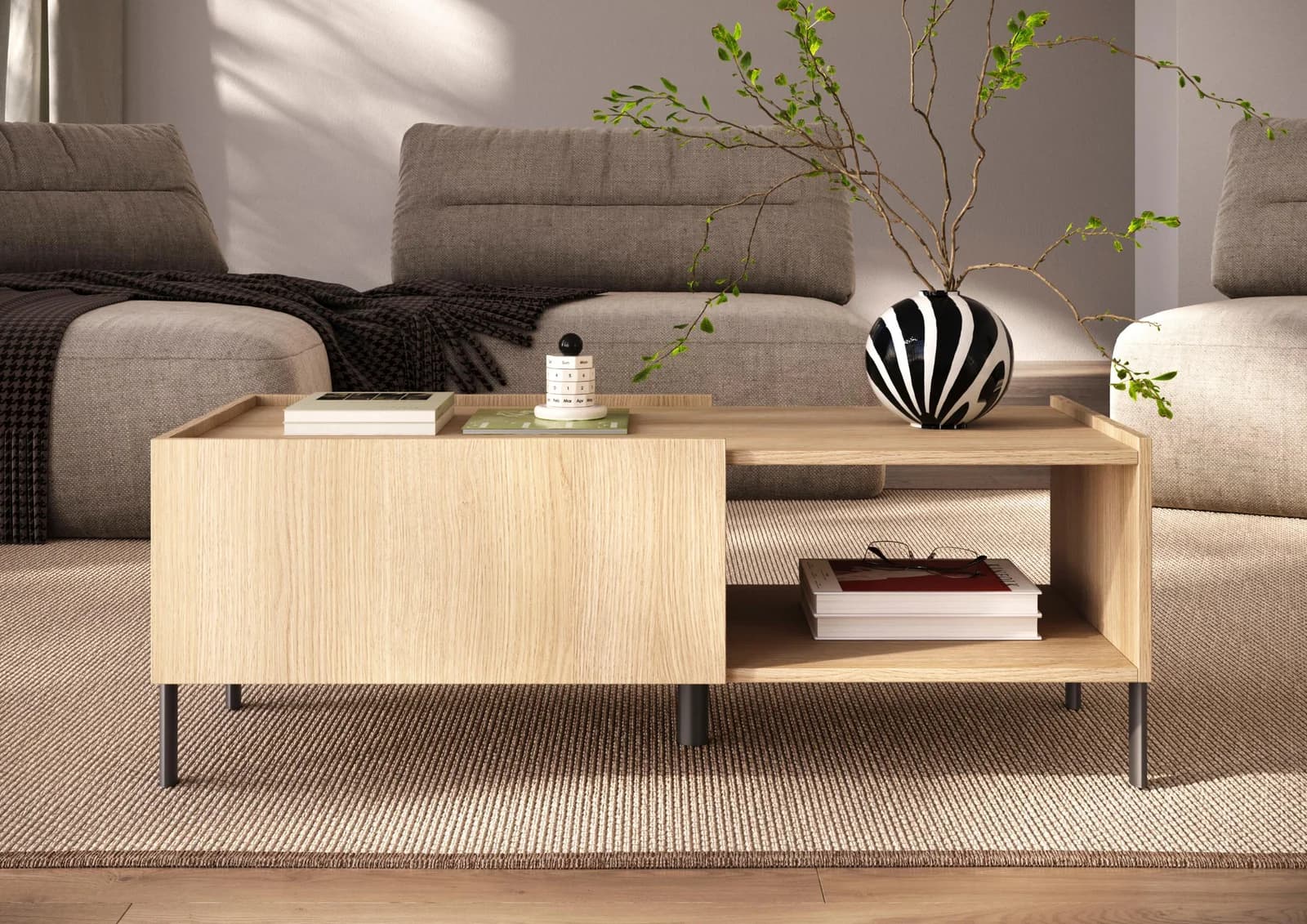 OTTO HOME Badia Couchtisch 110x50 cm Eiche Dekor mit Stauraum