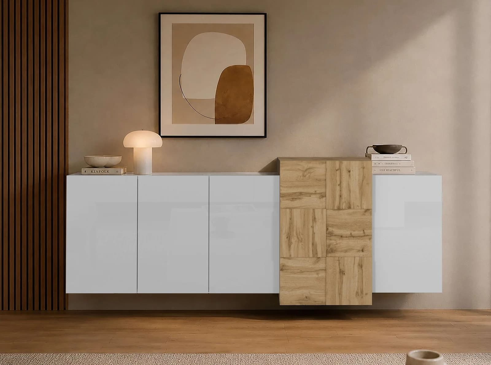 OTTO HOME Sideboard NEXOS weiß/Eiche Wotan 210cm