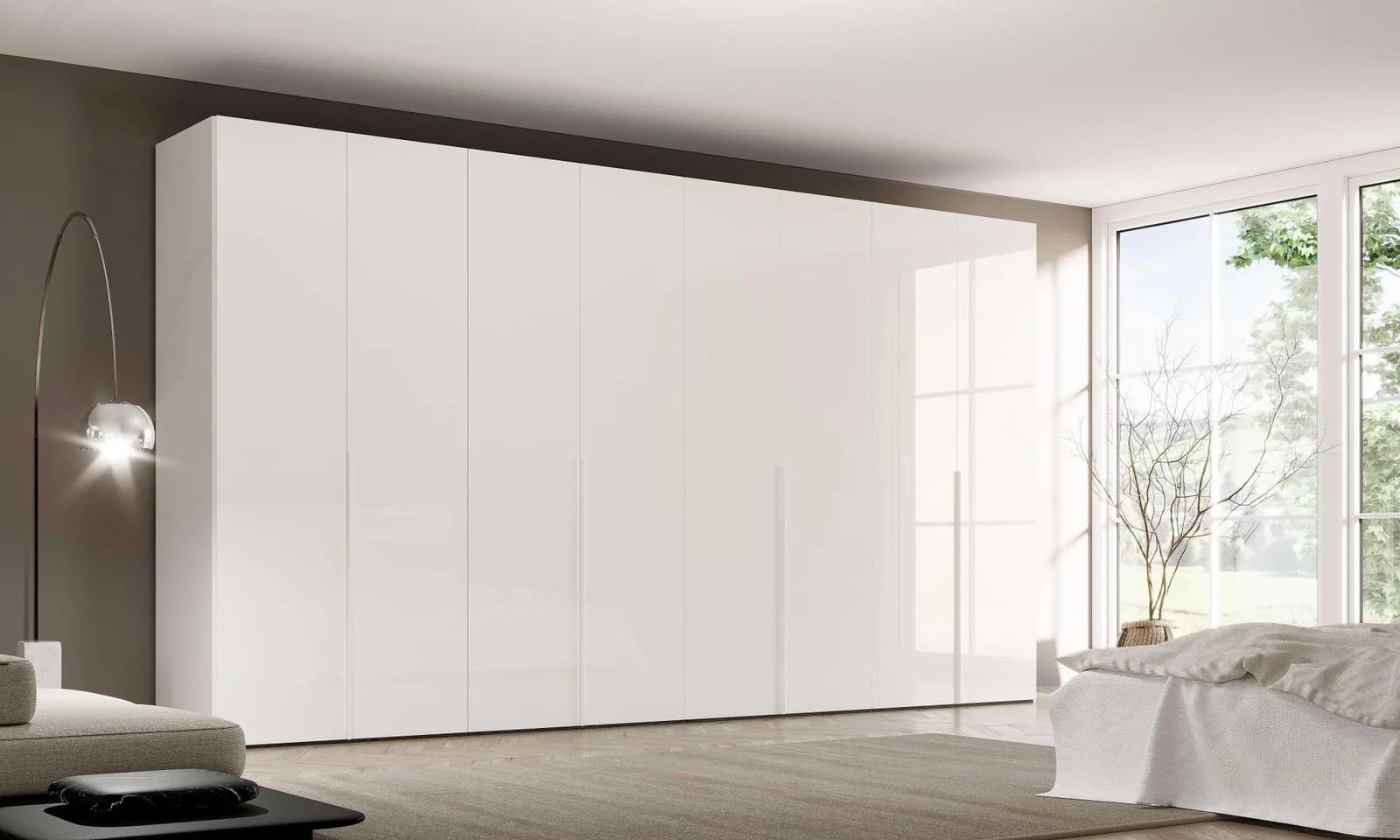 HOME AFFAIRE Kleiderschrank MISTER 400cm Weiß Hochglanz 8 Türen