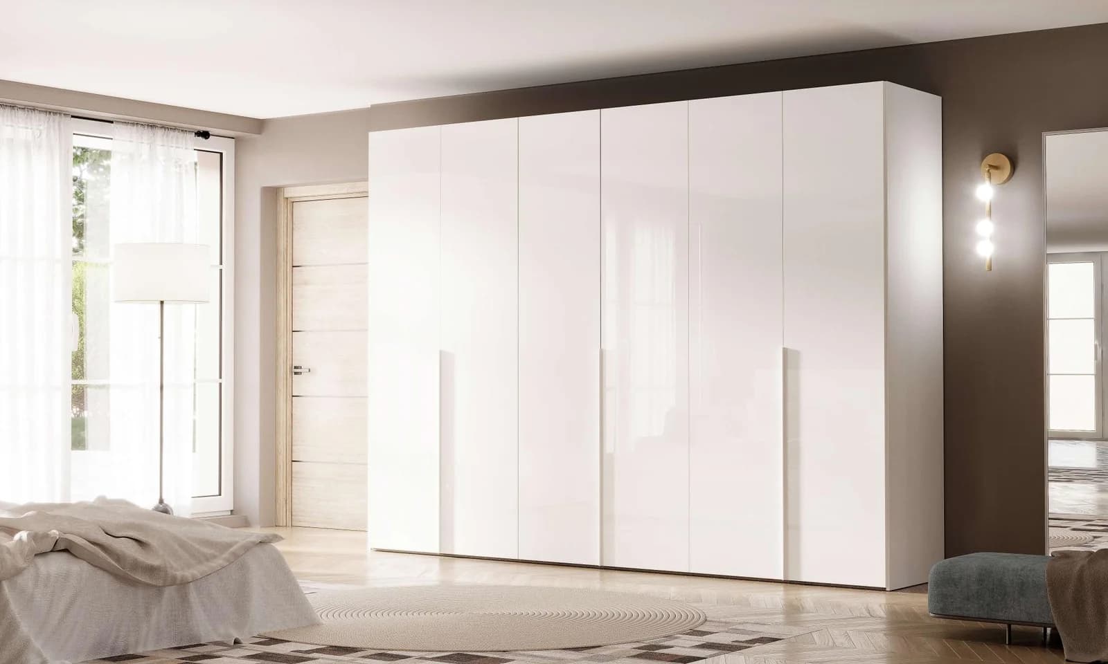 Home Affaire Kleiderschrank MISTER 300cm Weiß Hochglanz Premium