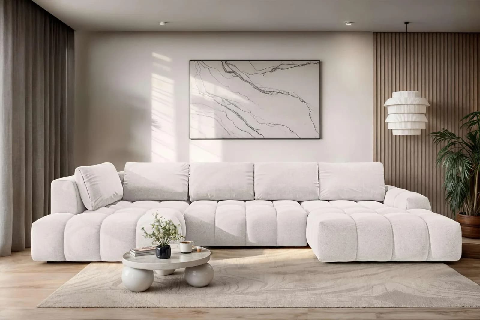 OTTO HOME AZITA U-Form Wohnlandschaft Creme 100% Polyester