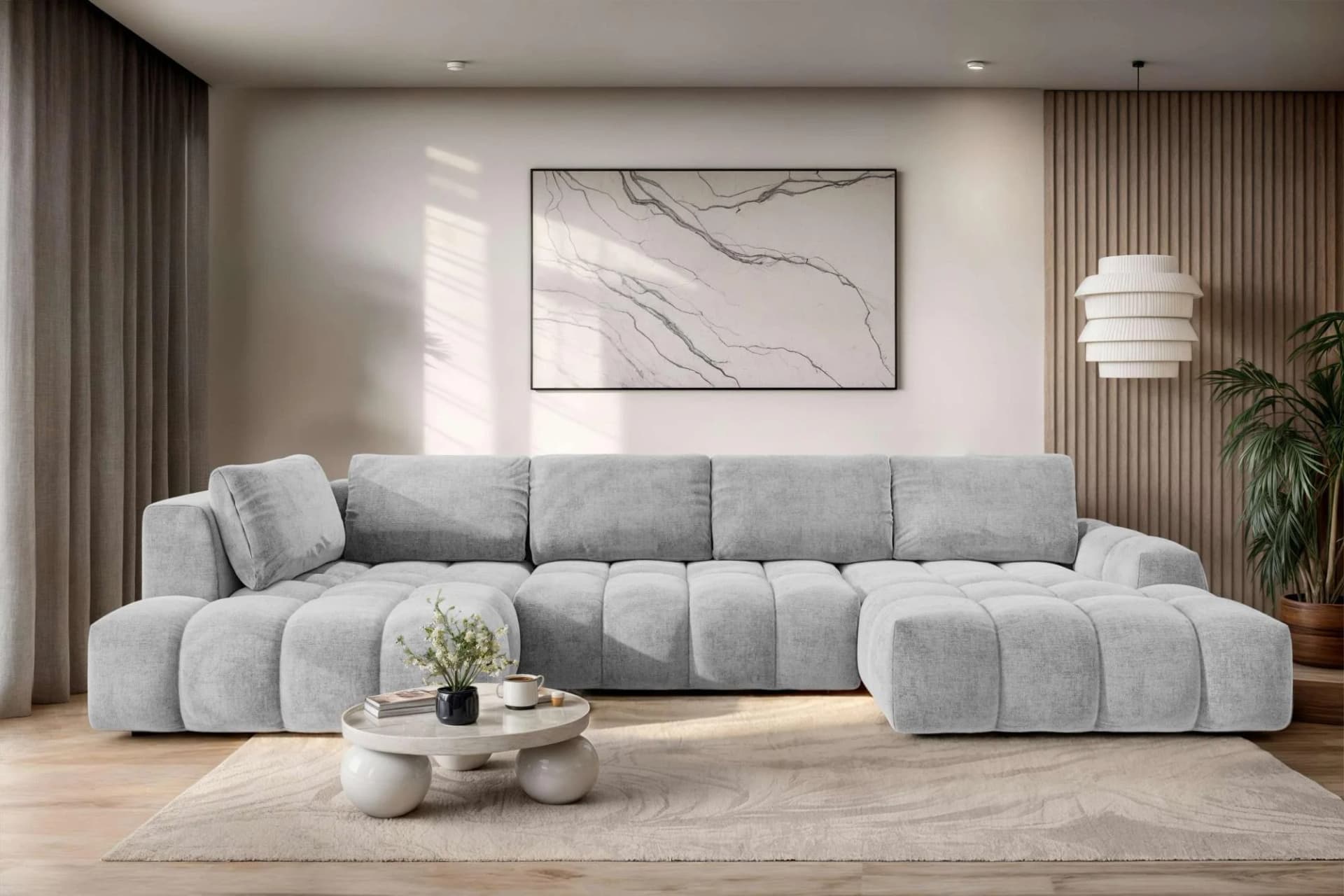 OTTO HOME AZITA Wohnlandschaft U-Form grau mit Bettkasten