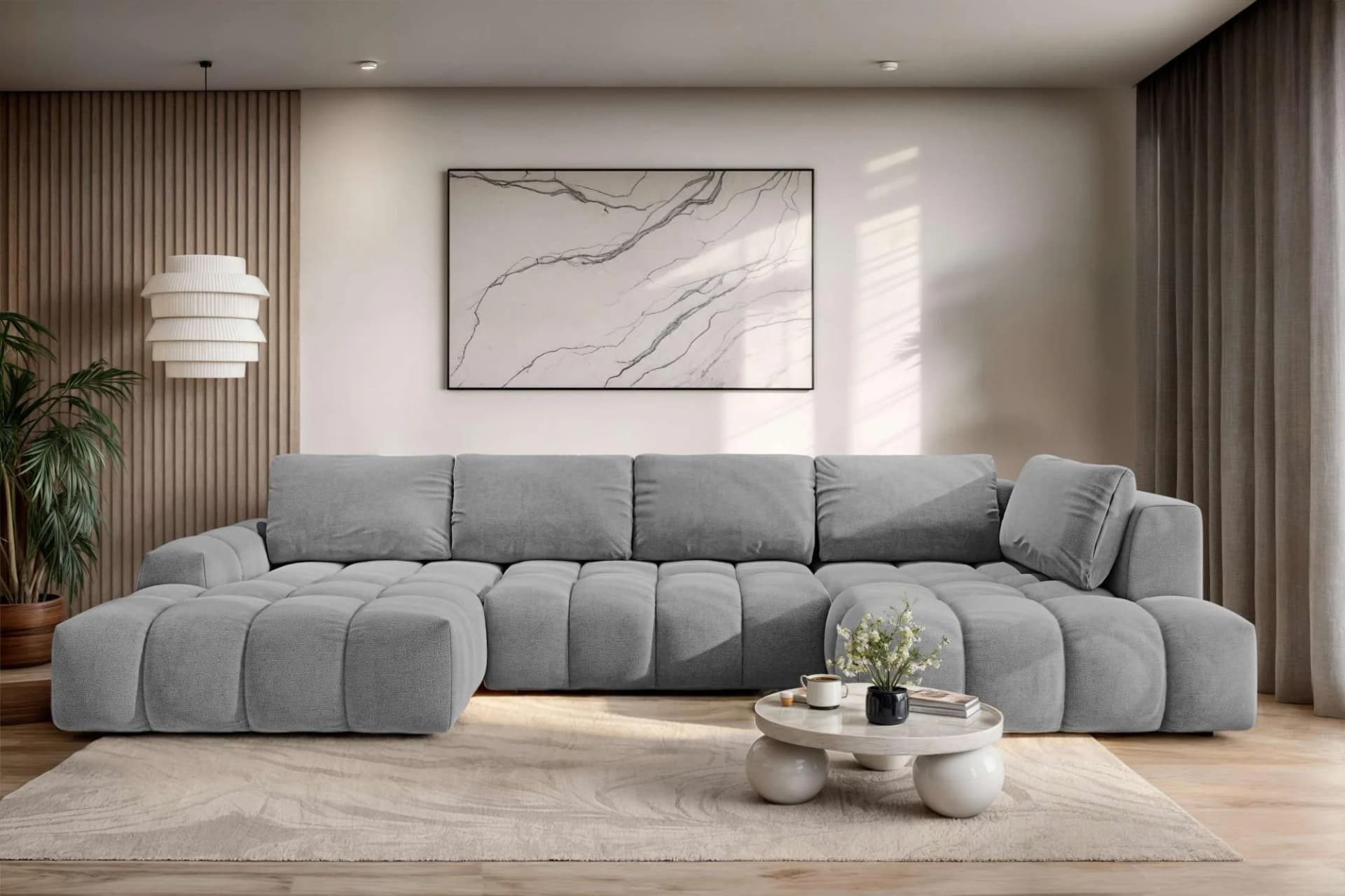 OTTO HOME AZITA U-Form Wohnlandschaft grau mit Bettkasten