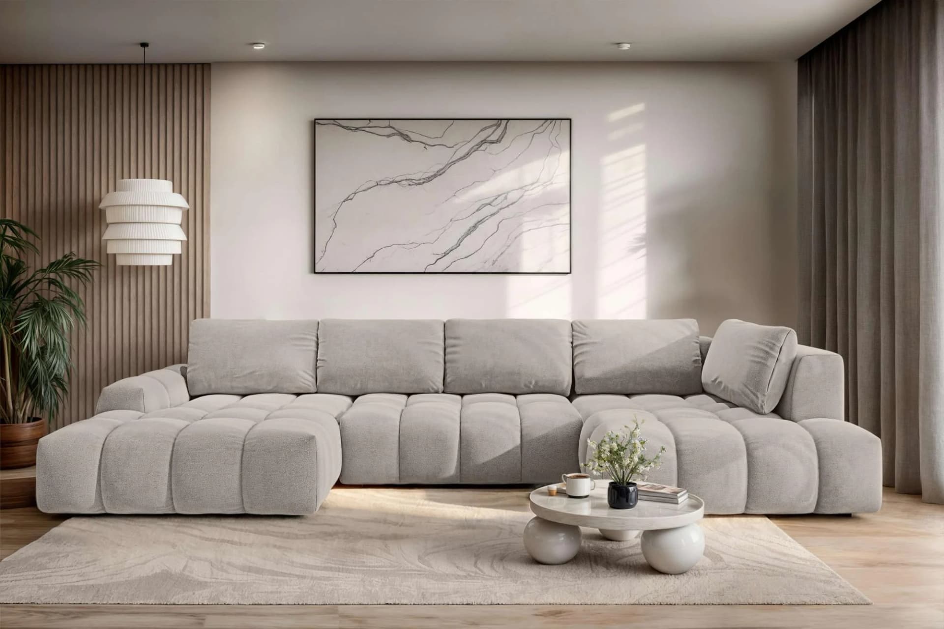 OTTO HOME AZITA U-Form Wohnlandschaft Taupe mit Bettkasten