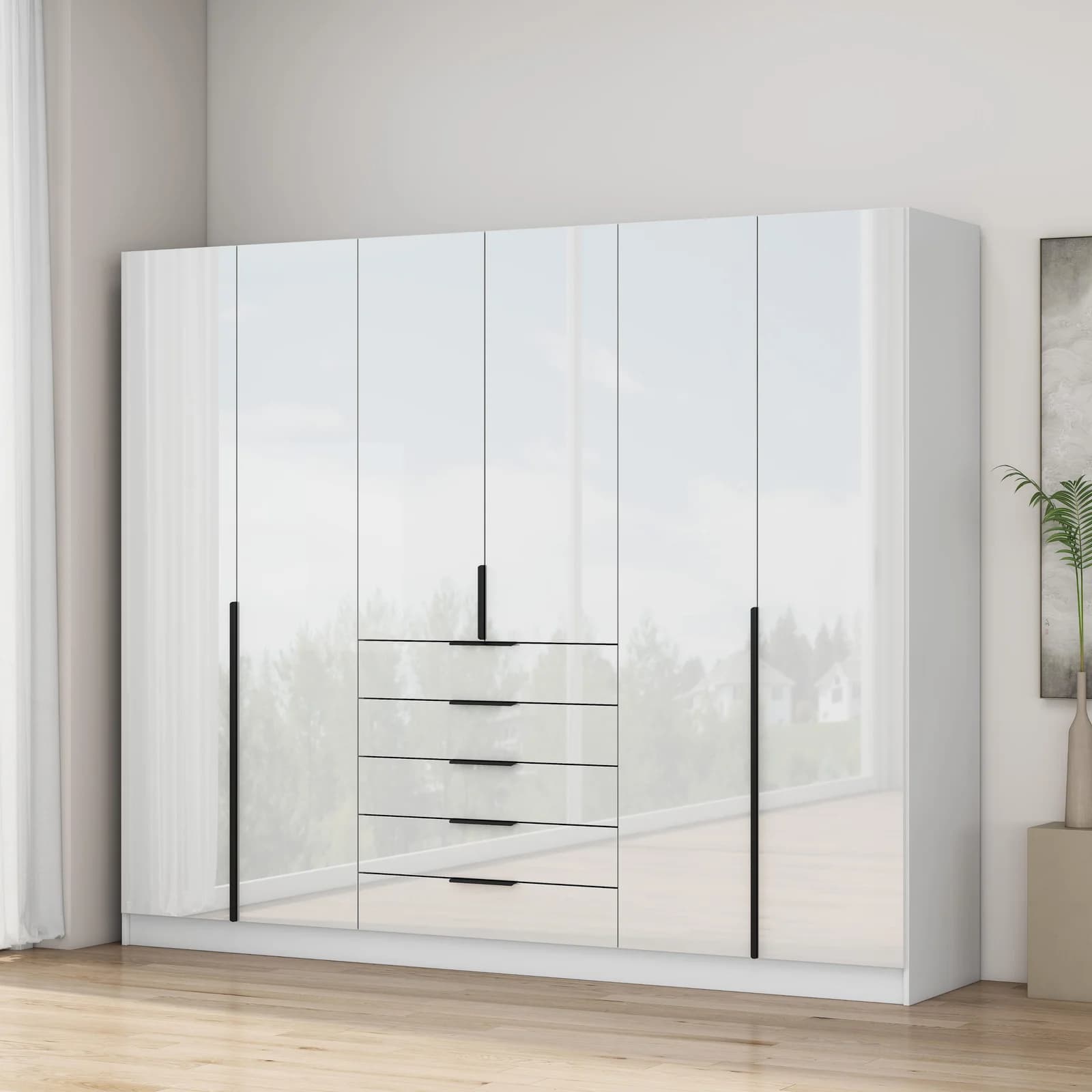 OTTO Home Kleiderschrank Annor Hochglanz Weiß mit Soft-Close
