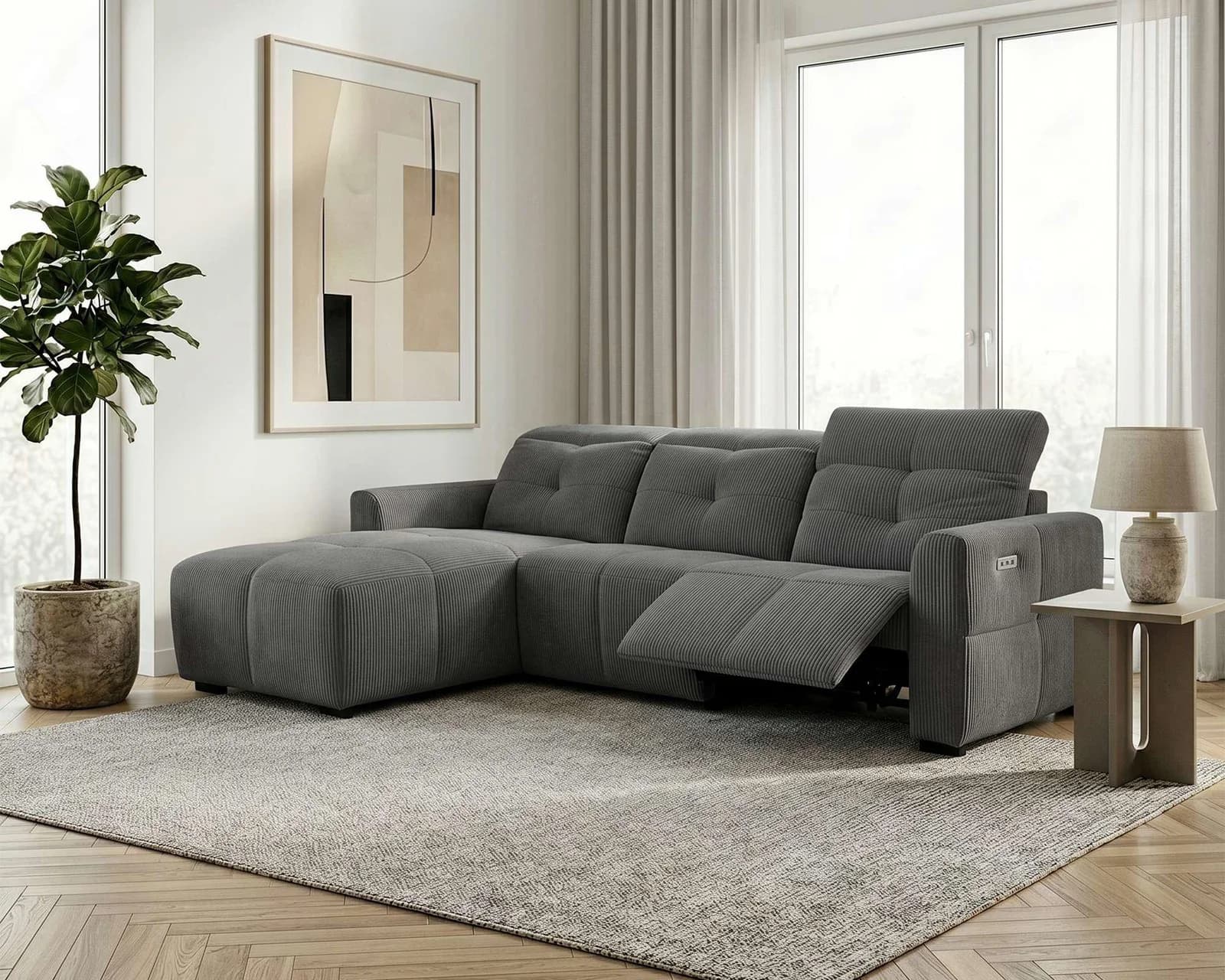 OTTO HOME Ecksofa CAARLA Cord Relaxfunktion USB anthrazit