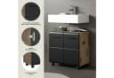 welltime Badschrank FLORENZ 60cm mit Siphonausschnitt MDF Front Schwarz Bild 3
