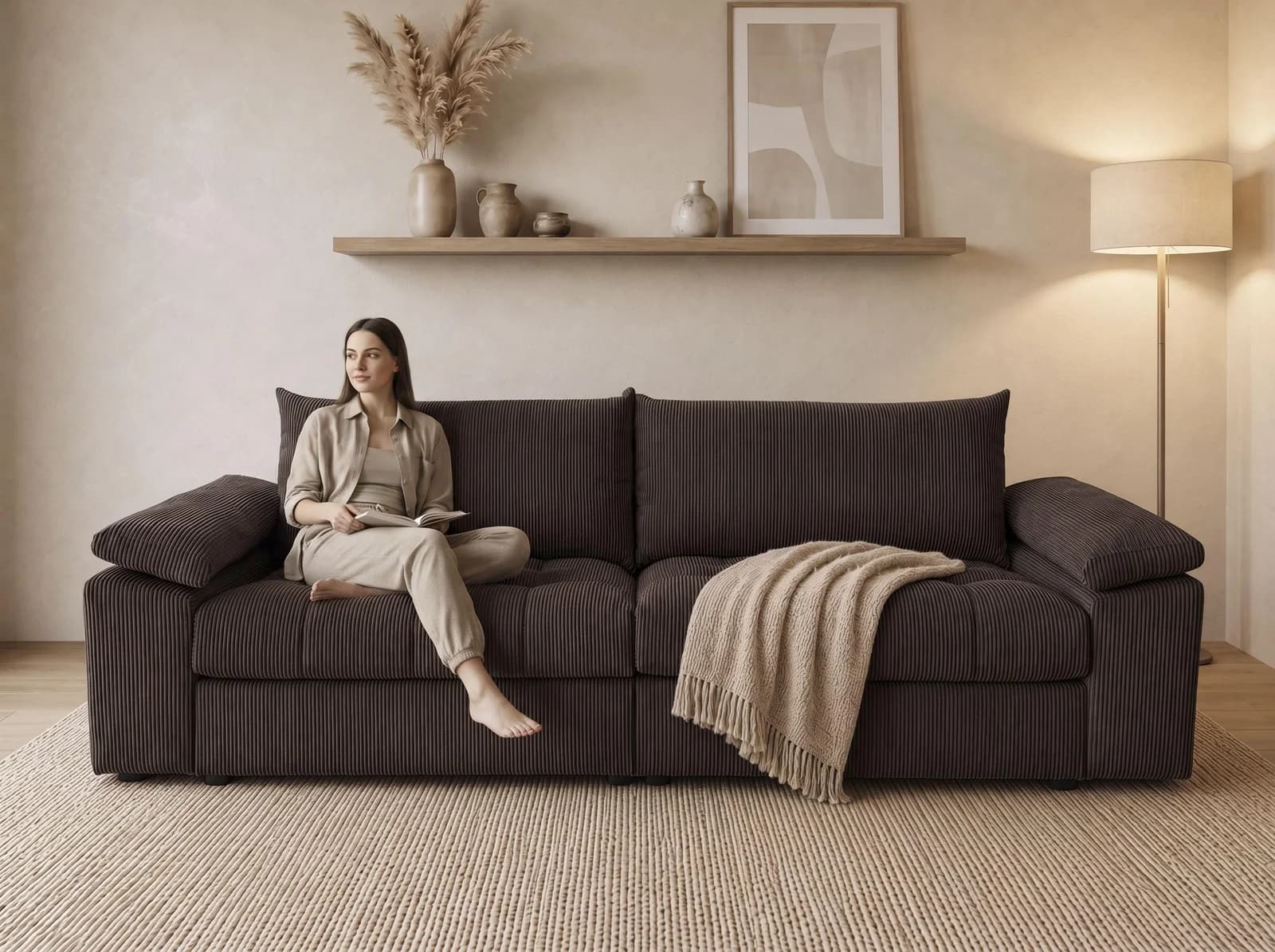 OTTO HOME Big-Sofa Soft&Cosy Pik XXL Cord Dunkelbraun