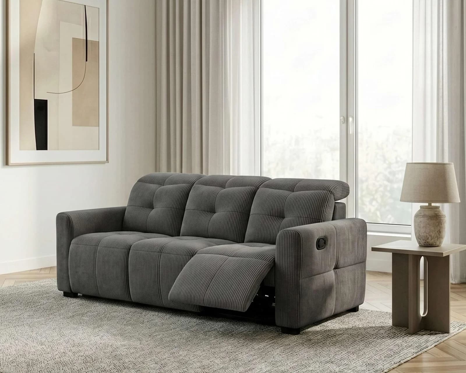 OTTO HOME CAARLA 3-Sitzer Sofa Cord anthrazit mit Relaxfunktion