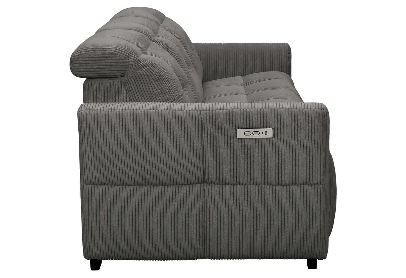 OTTO home 3-Sitzer CAARLA Cord Sofa grau mit Relaxfunktion - Bild 5