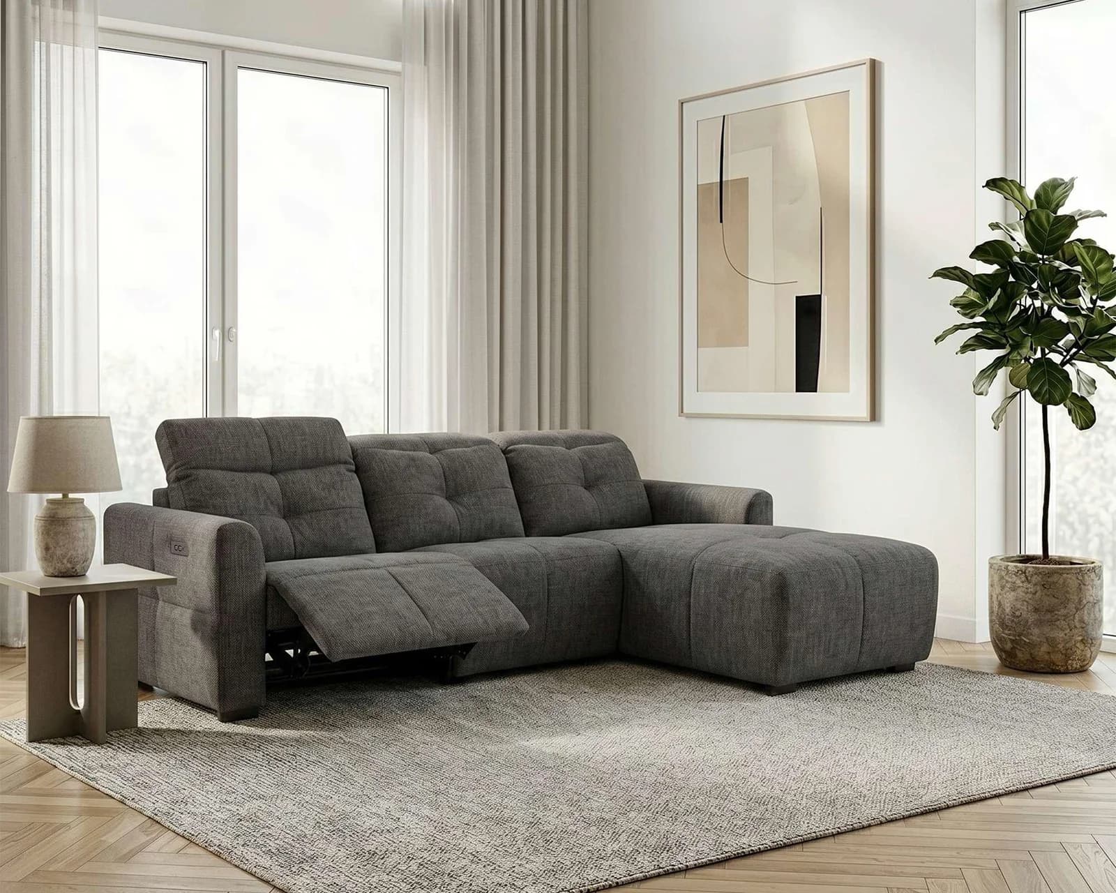 Ecksofa CAARLA mit Relaxfunktion und Recamiere