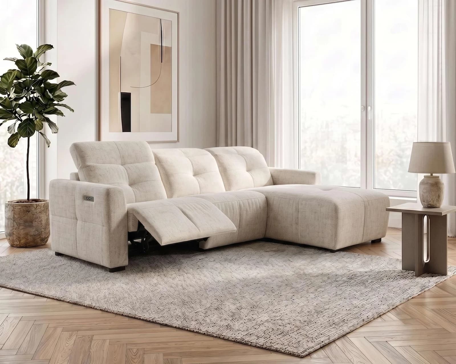 OTTO HOME Ecksofa CAARLA Relaxfunktion USB creme