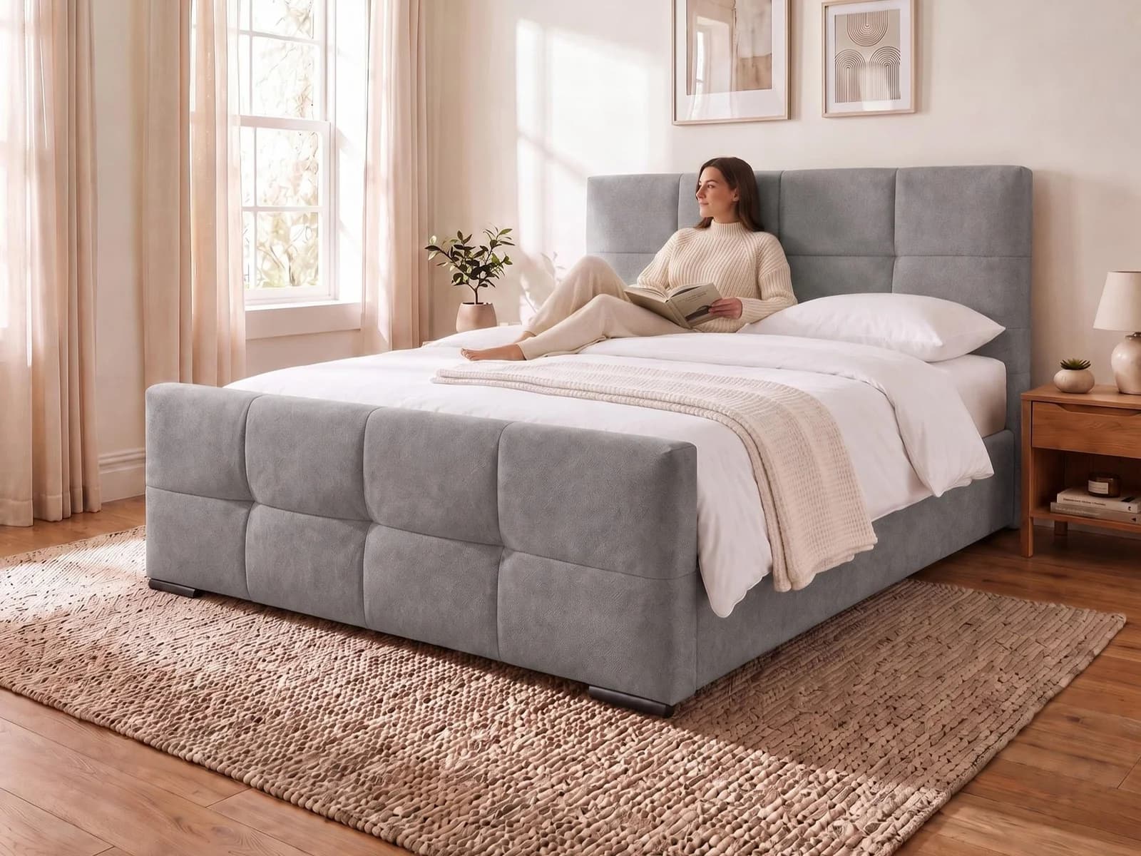 OTTO HOME Boxbett Fiette grau mit Bettkasten & Matratze H3