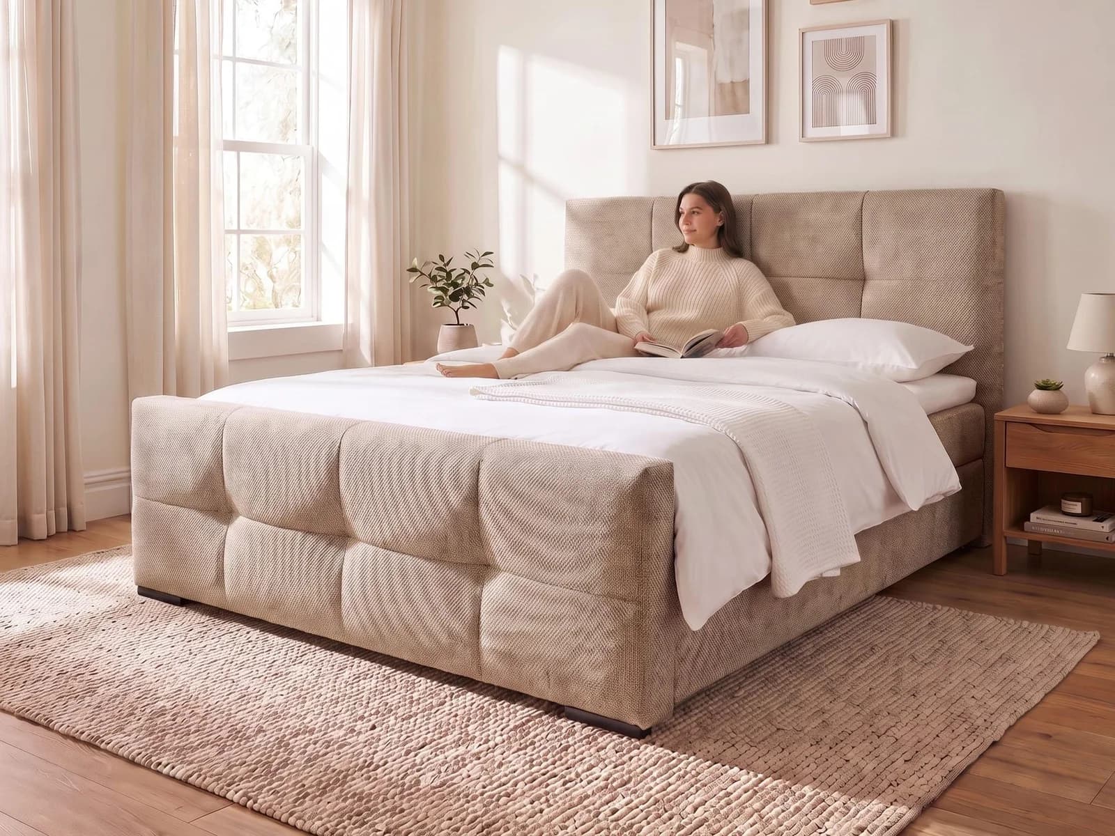 OTTO HOME Polsterbett Fiette mit Bettkasten und Matratze H3 beige