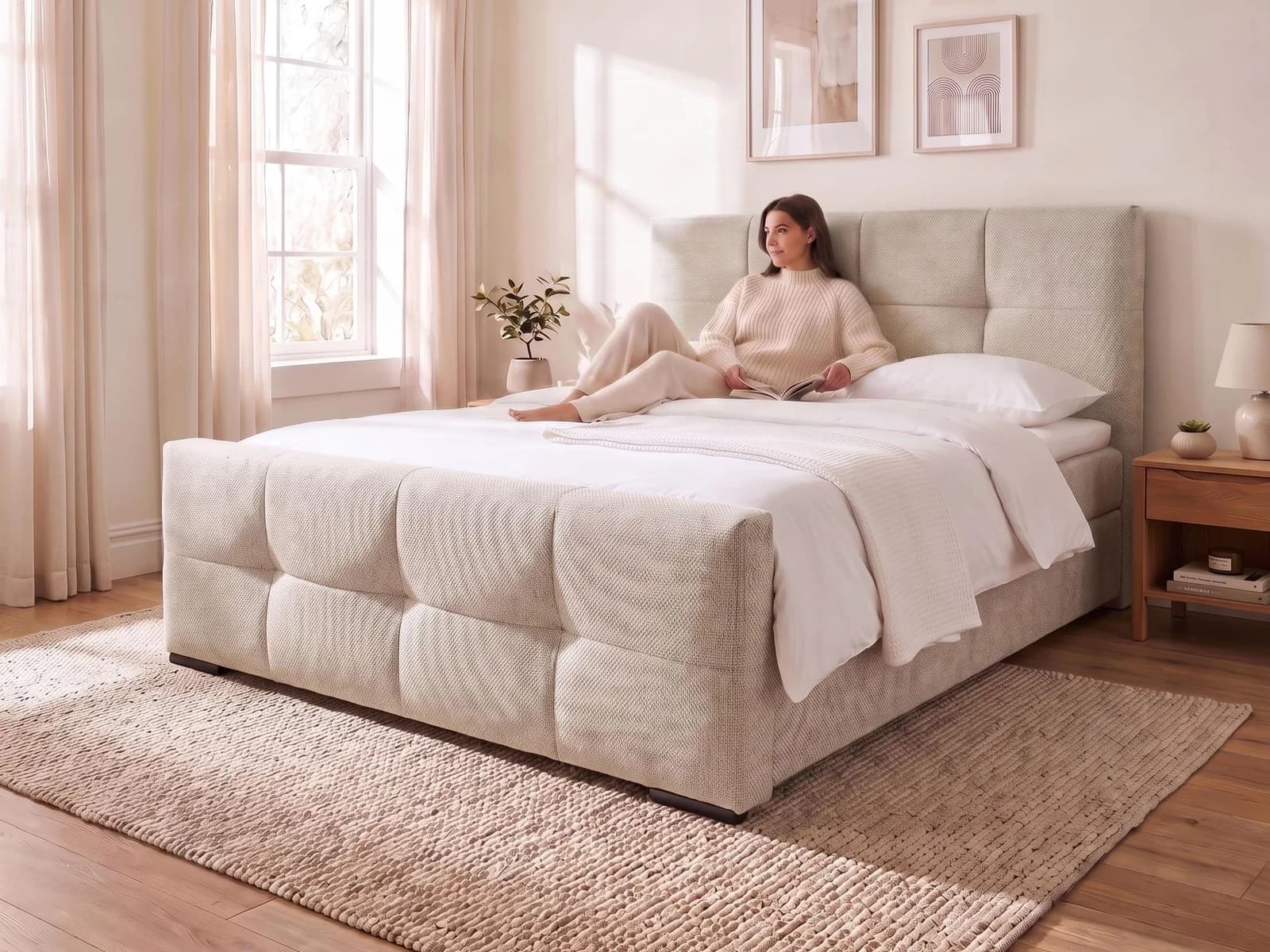 OTTO HOME RISE Polsterbett mit Bettkasten Beige 180x200 cm
