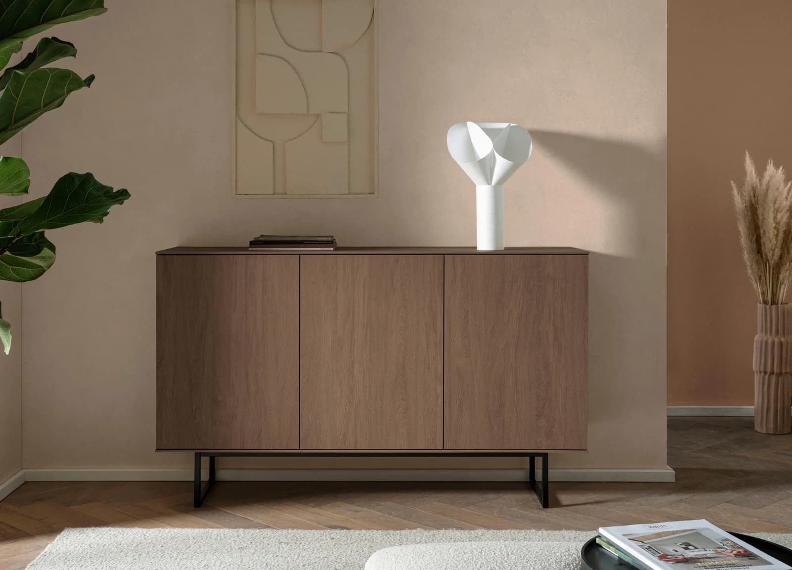 HOME AFFAIRE Sideboard Lund Nussbaum Modernes Sideboard mit Kufengestell