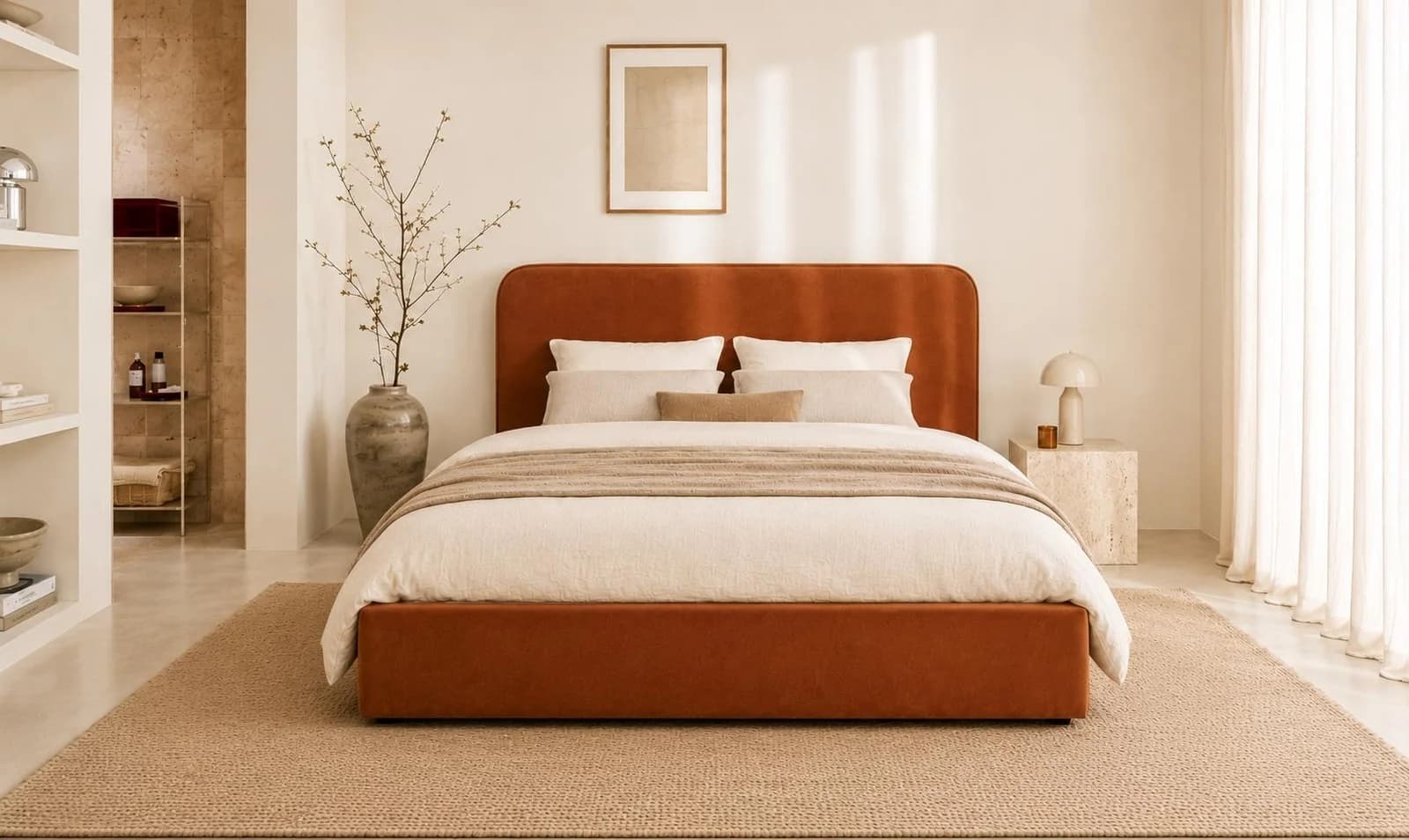 LeGer Home Polsterbett ELIRA mit Bettkasten und Matratze Terra