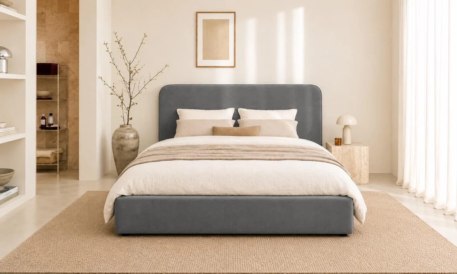 LeGer Home by Lena Gercke Polsterbett ELIRA anthrazit mit Bettkasten