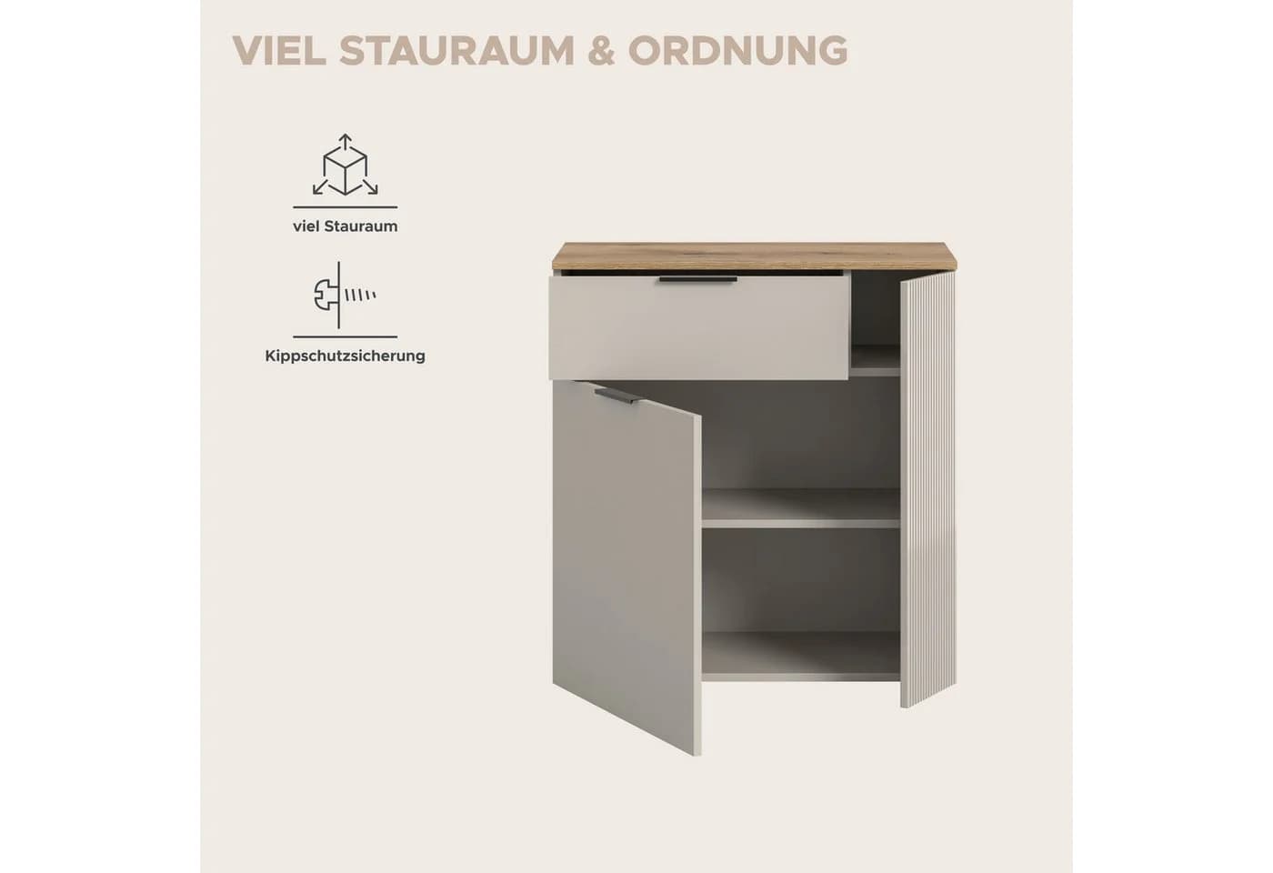 Home Affaire Kommode EDIL Beige Braun Holzwerkstoff - Bild 4