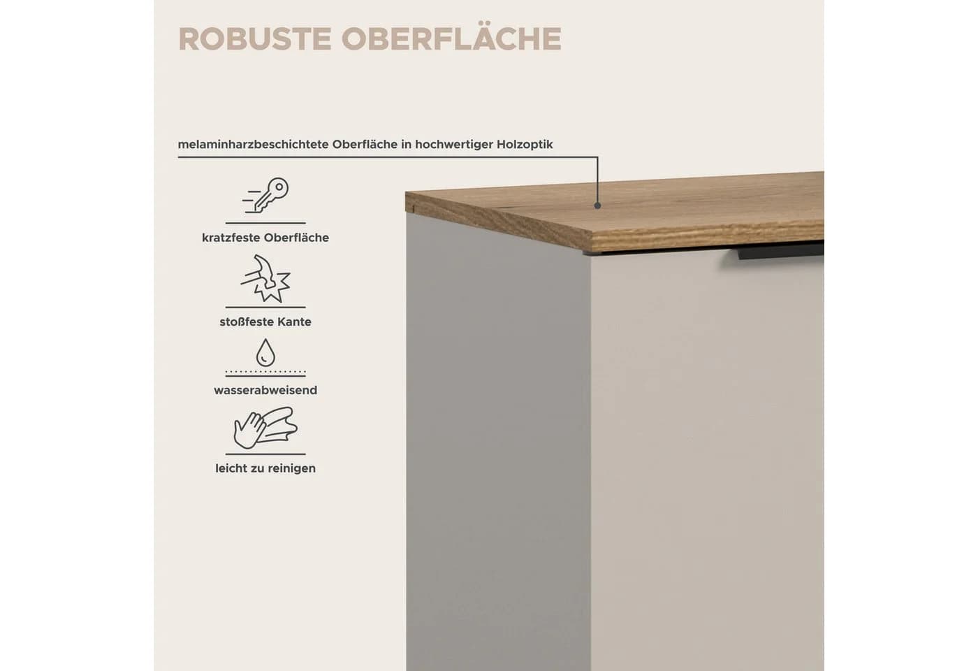 Home Affaire Kommode EDIL Beige Braun Holzwerkstoff - Bild 5
