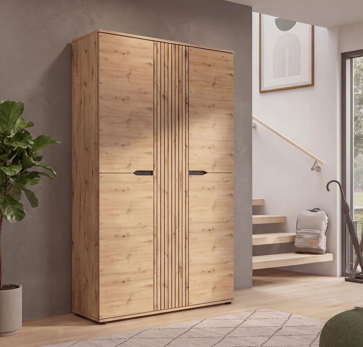 OTTO HOME Garderobenschrank FJELL 3 Türen Eiche Nachbildung