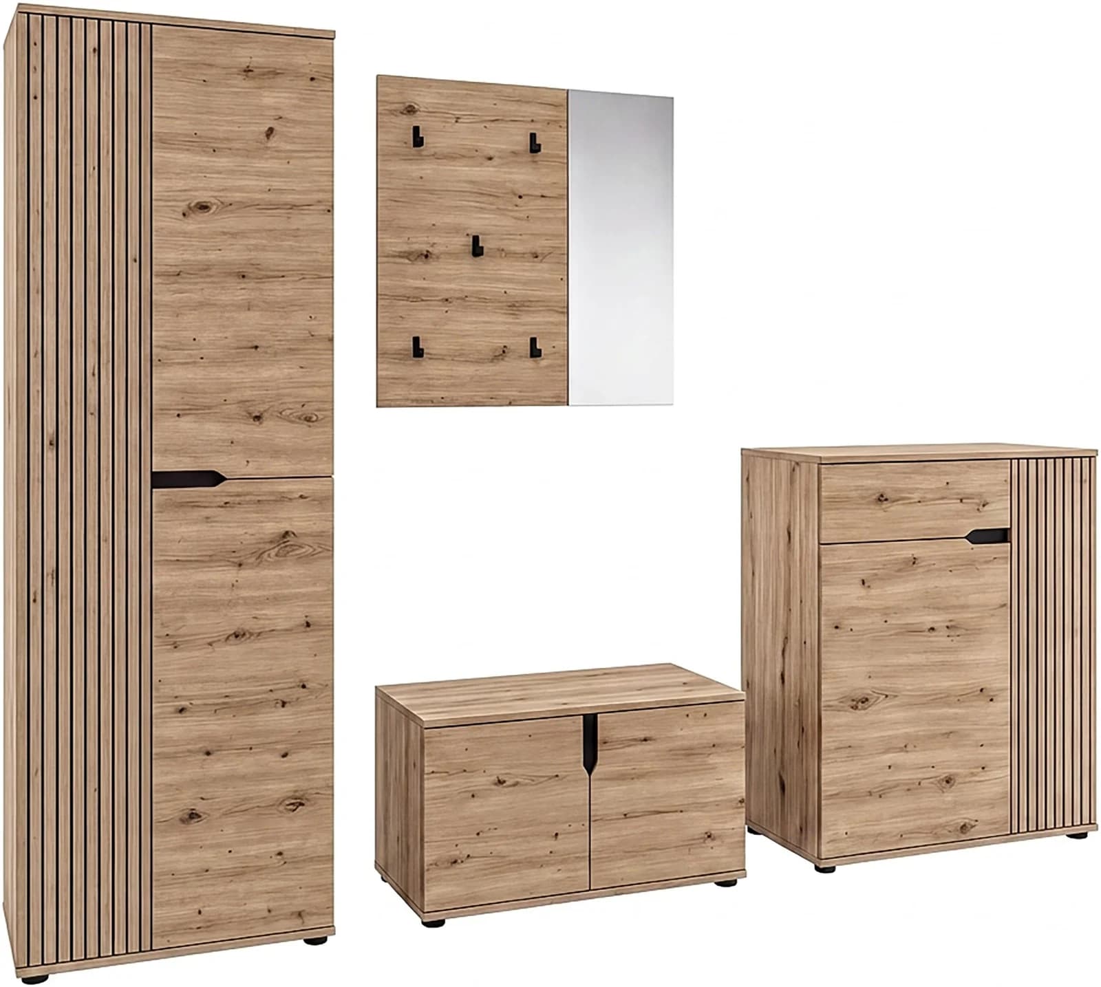 OTTO HOME Garderoben-Set FJELL 4-teilig Braun Artisan Eiche Nachbildung