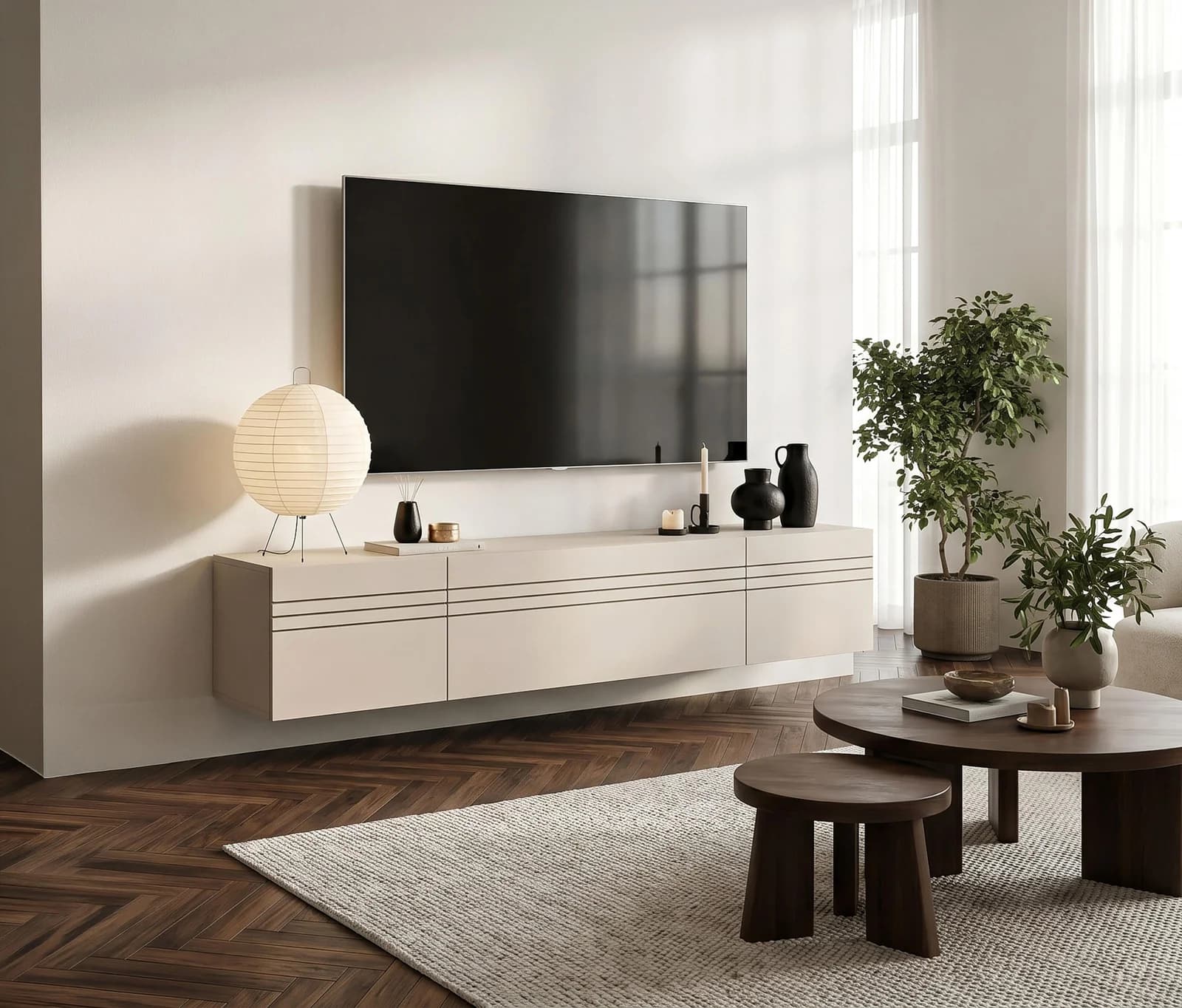 OTTO HOME Lowboard SPIAGGIA 3-teilig Beige Schwarz