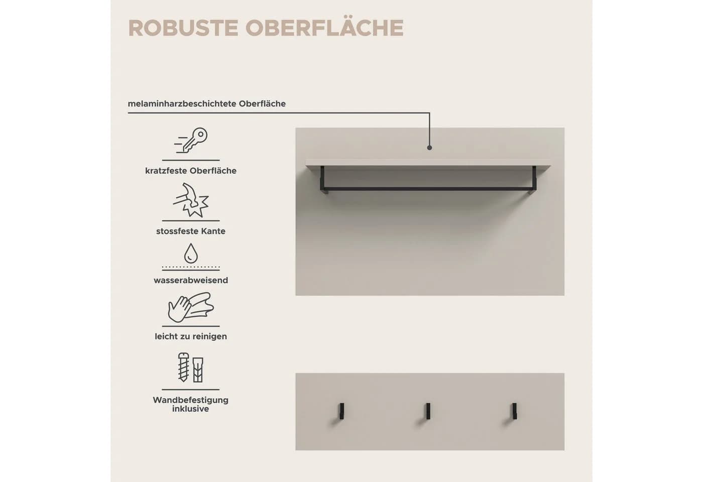 Home Affaire Garderobenpaneel REHAT 2-teilig Beige Anthrazit - Bild 4