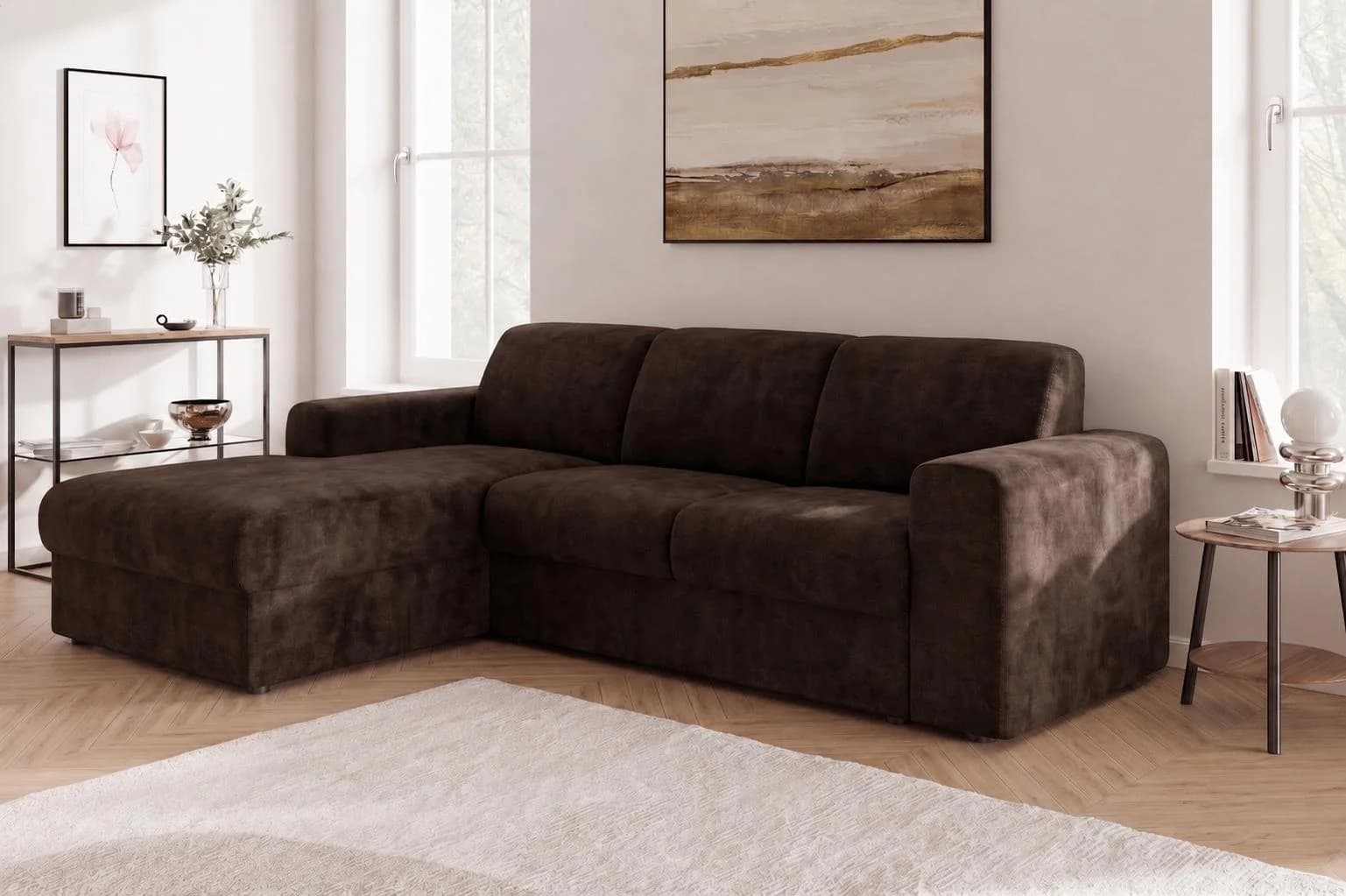 OTTO HOME Ecksofa BORNHOLM 2.0 L-Form Chenille dunkelbraun