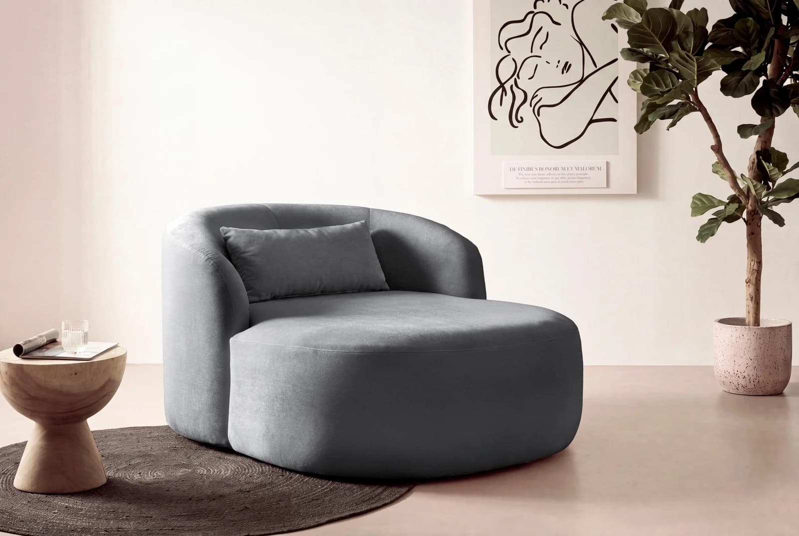 LeGer Home by Lena Gercke XXL-Sessel Yllara Grau Samt Modern