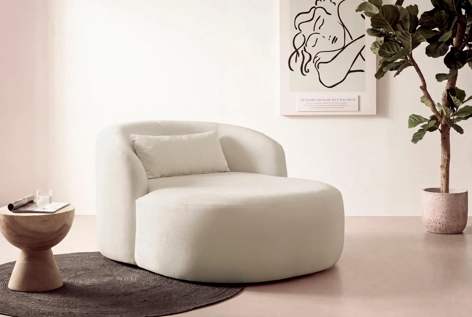 LeGer Home by Lena Gercke XXL-Sessel Yllara Samt Creme Modern