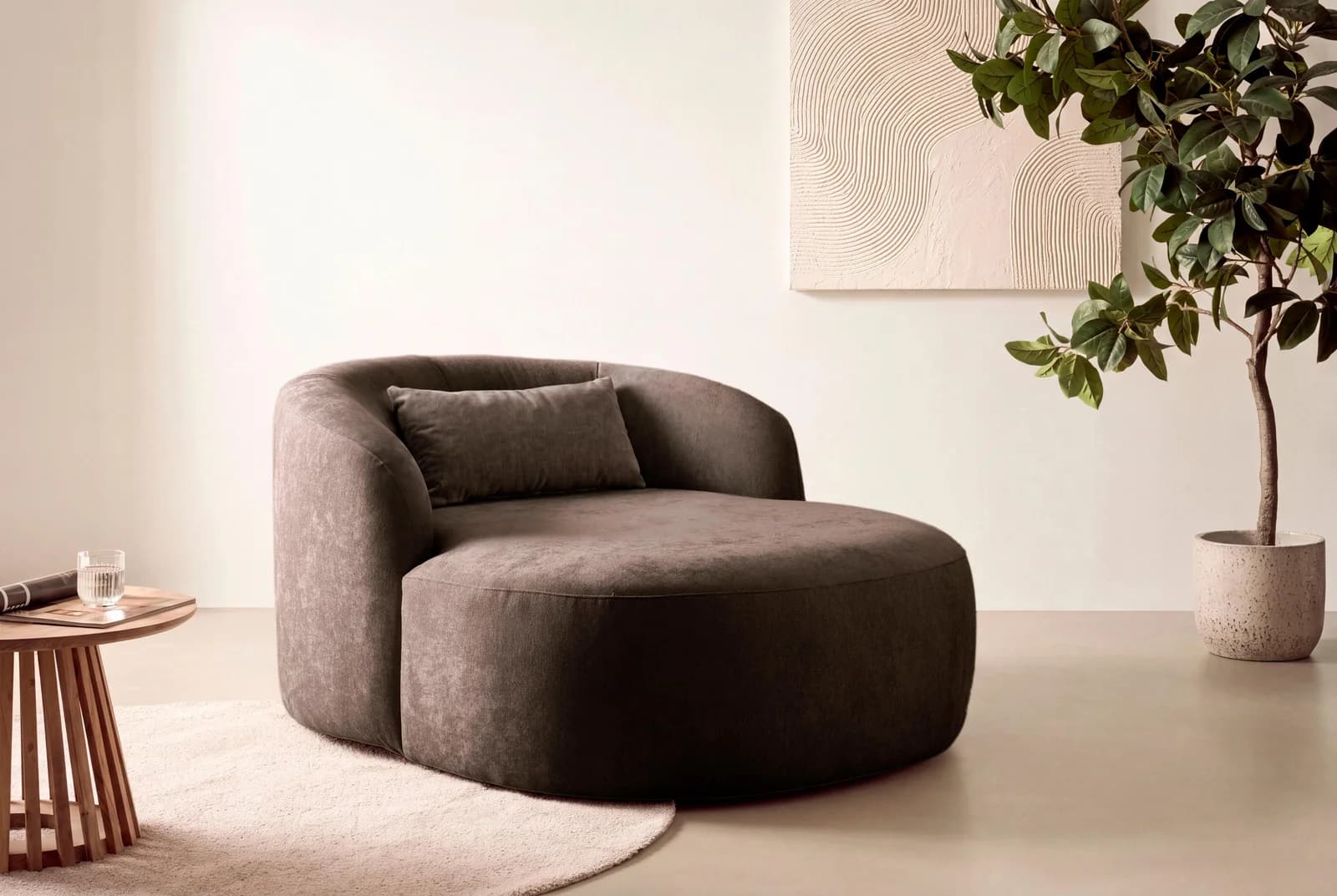 LeGer Home by Lena Gercke XXL-Sessel Yllara Dunkelbraun Struktur
