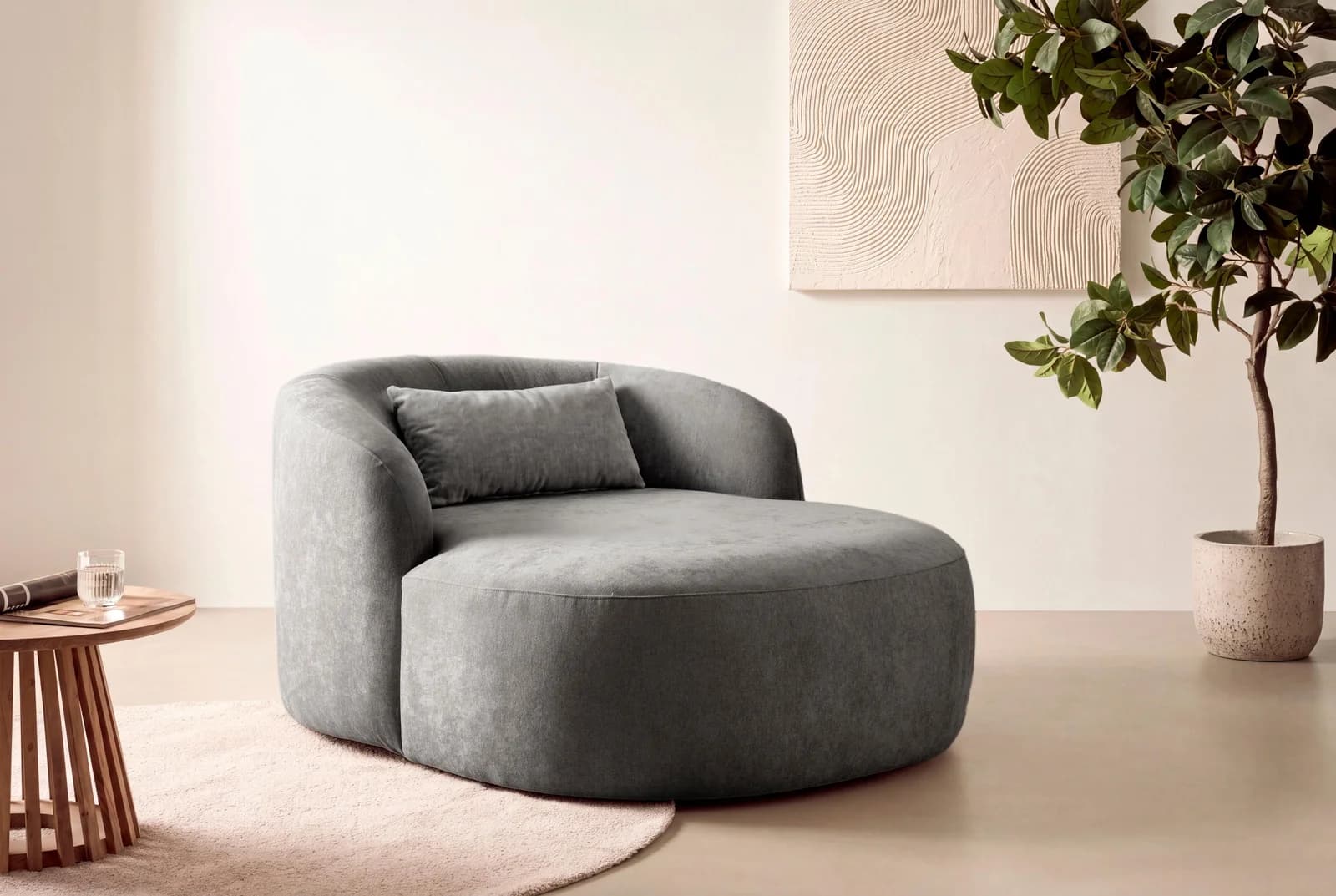 LeGer Home by Lena Gercke XXL-Sessel Yllara Dunkelgrau Strukturstoff