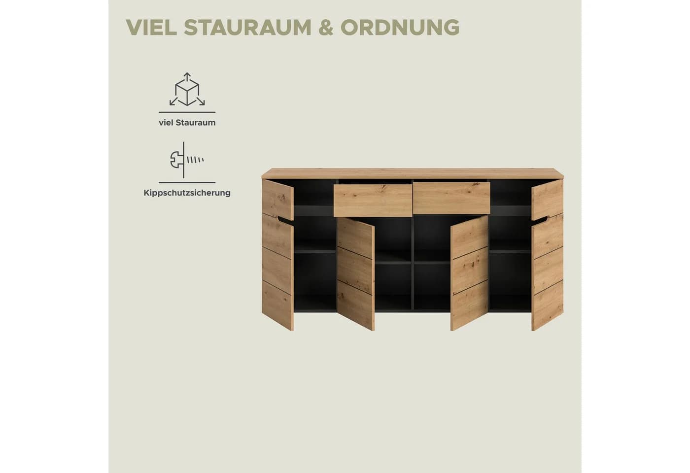Home affaire Kommode REHAT Braun/Grau Landhausstil - Bild 4