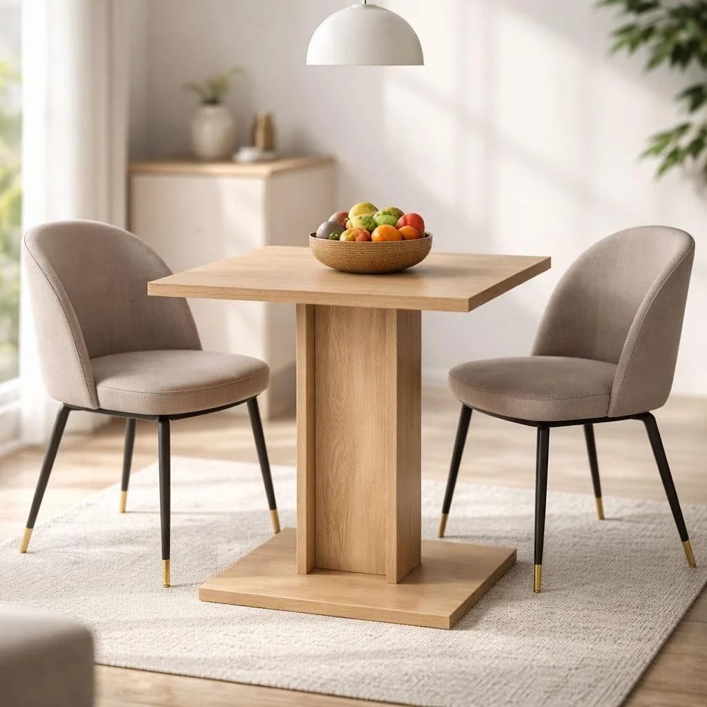 OTTO HOME Quadratischer Esstisch Säulentisch Sonoma Eiche Dekor Weiß