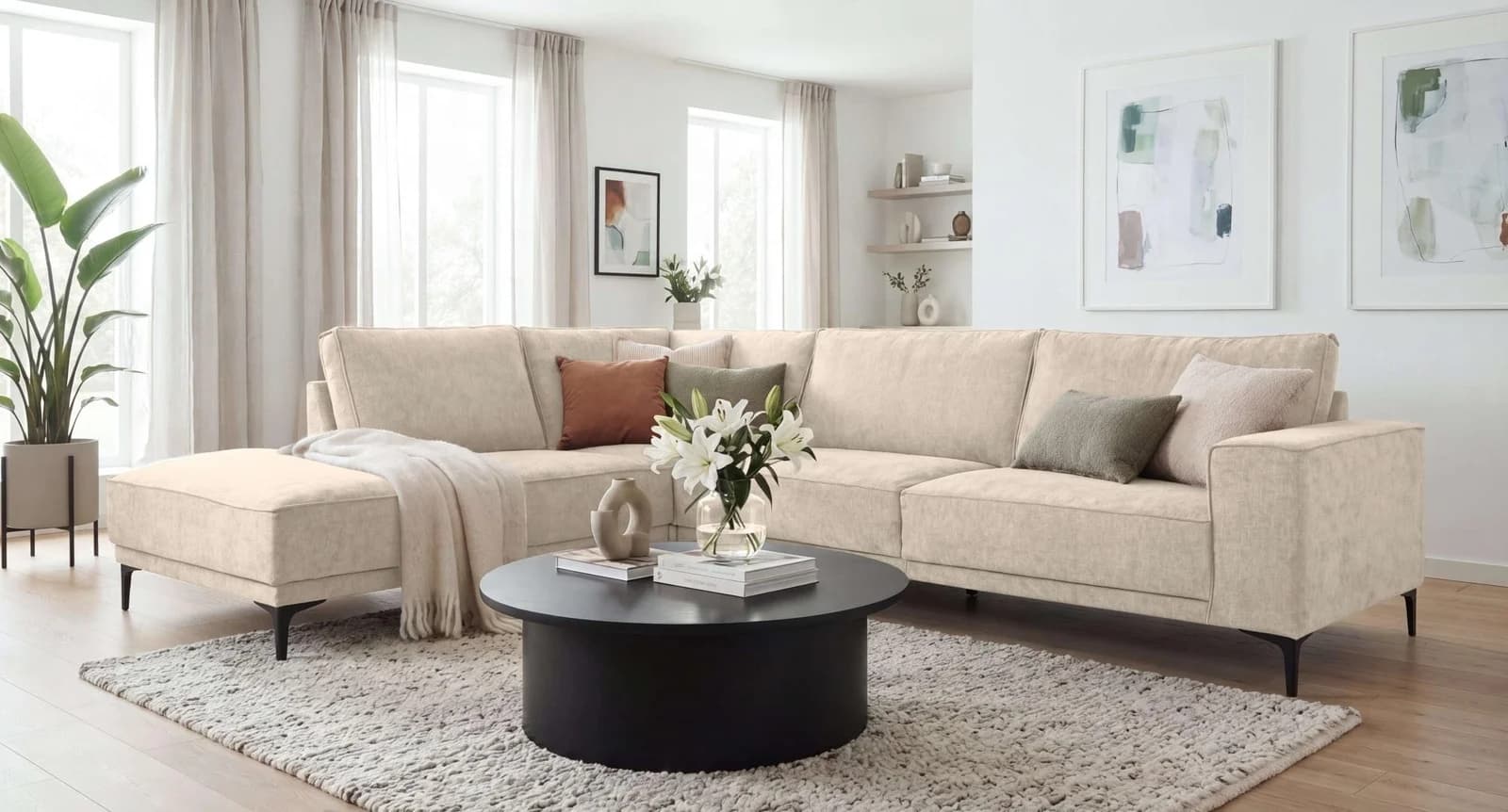 OTTO HOME Ecksofa OLAND L-Form Chenille Bezug Cream