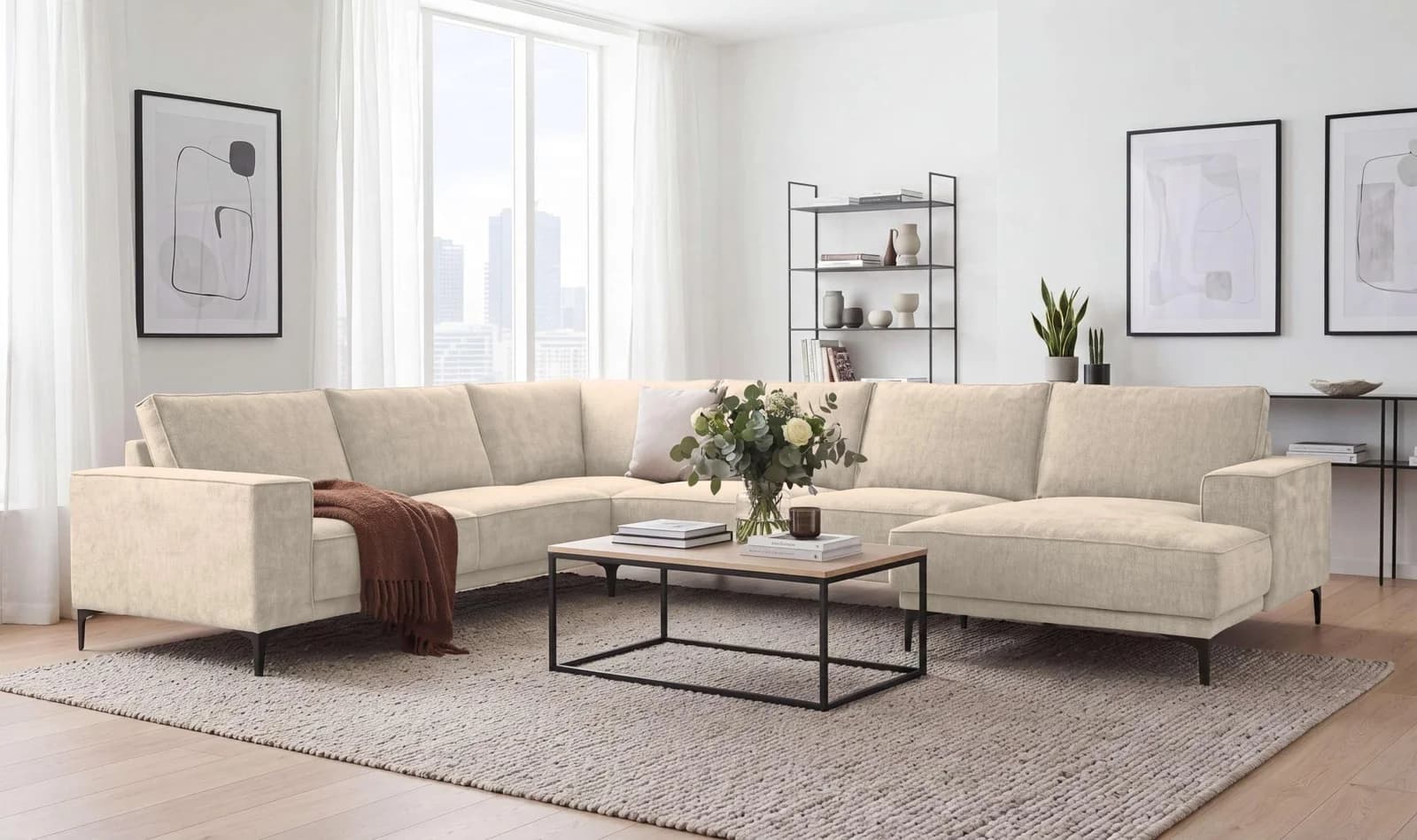 OTTO HOME OLAND Wohnlandschaft U-Form Beige Chenille