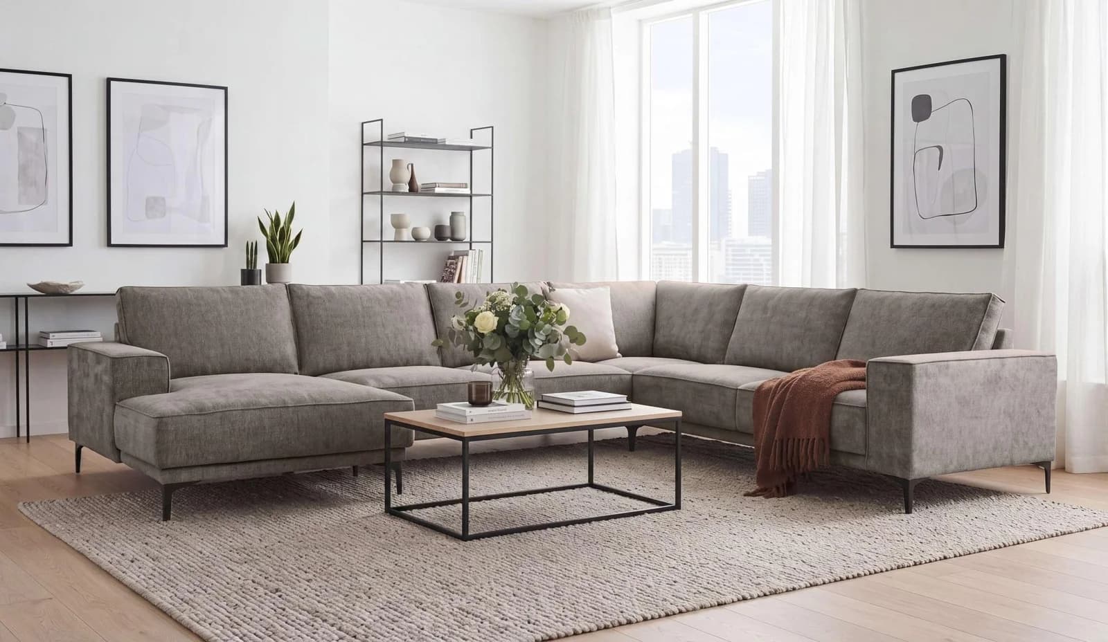 OTTO HOME Wohnlandschaft OLAND U-Form XXL Chenille Grau Braun
