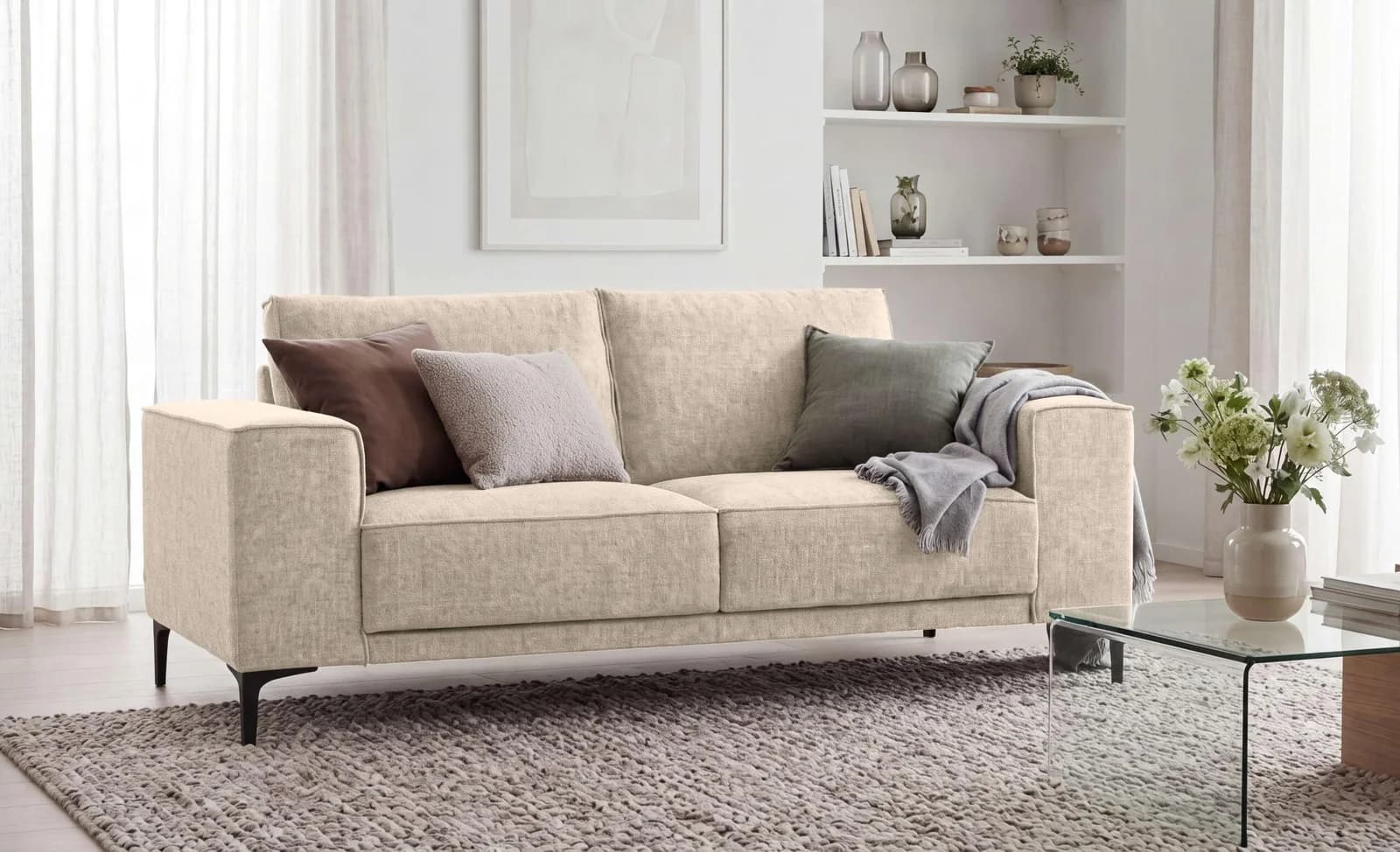 OTTO HOME Kompaktsofa Oland Chenille-Bezug Beige Skandi-Design