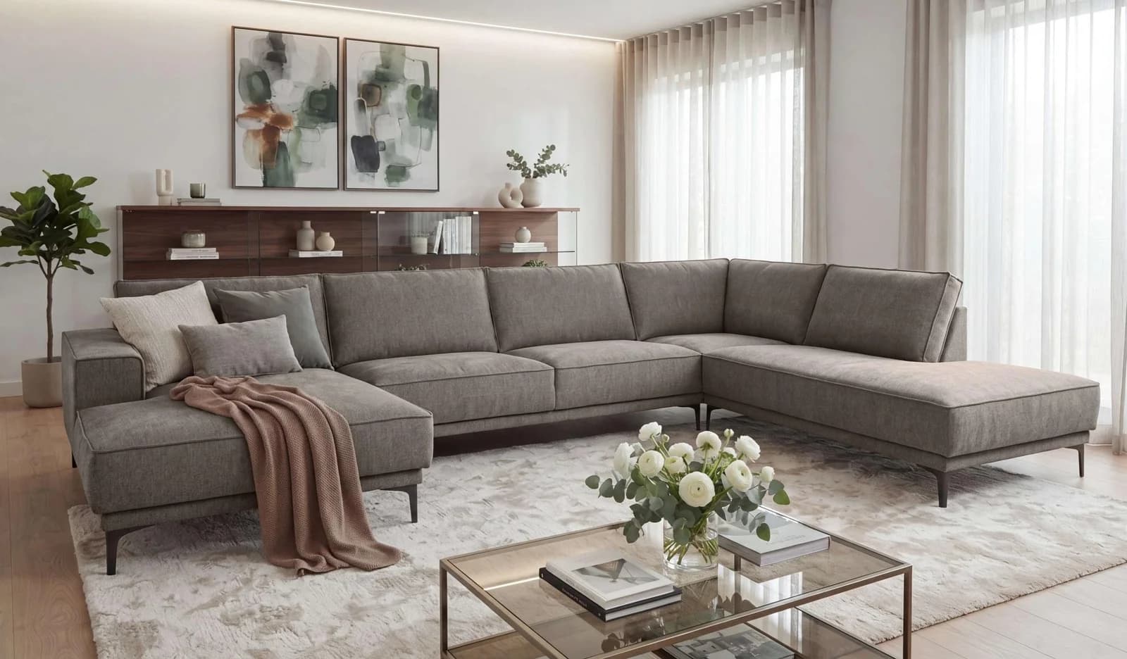 OTTO HOME Wohnlandschaft Oland U-Form Sofa Chenille Braun