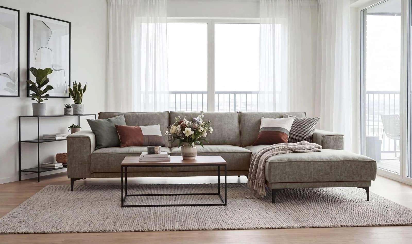 Ecksofa OTTO HOME Oland Braun Chenille-Bezug Skandi-Design