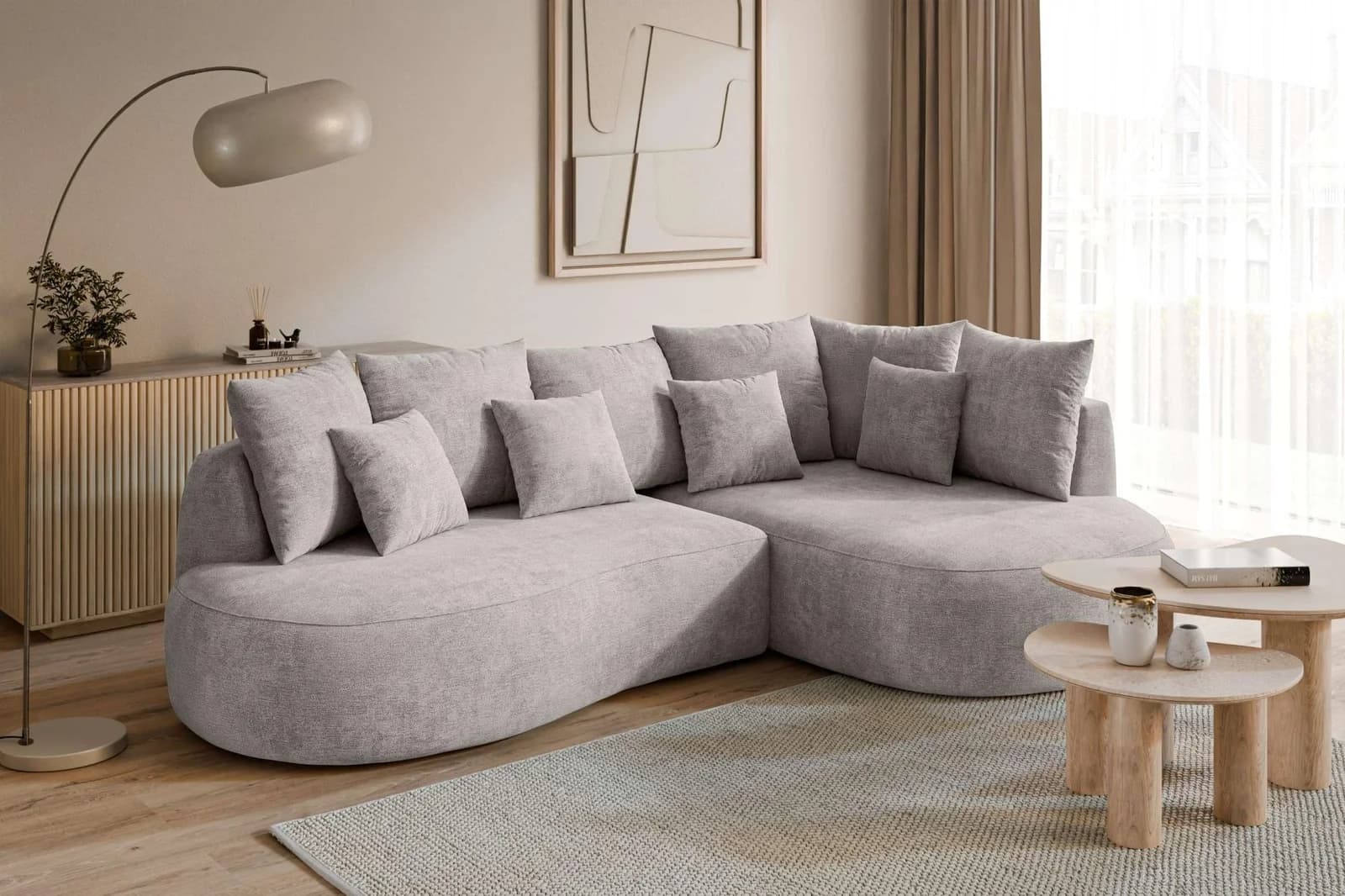 HOMSY BY ANA JOHNSON Ecksofa PEBBLA Taupe mit Ottomane