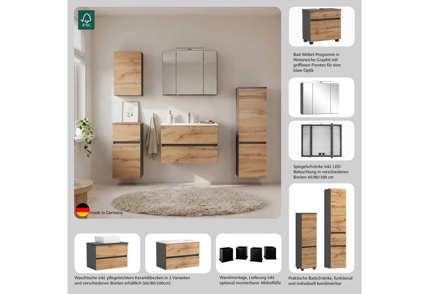 OTTO home Seitenschrank BOZEN Beige Griffloses Design - Bild 3