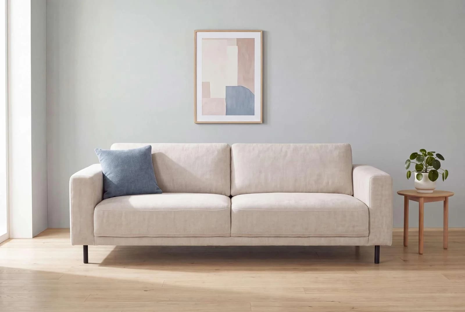 OTTO HOME Sofa Sveeva 3-Sitzer Beige mit schwarzen Metallfüßen