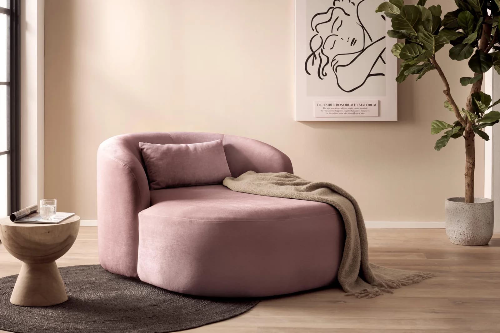 LeGer Home by Lena Gercke XXL-Sessel Yllara Samt Beere Modern