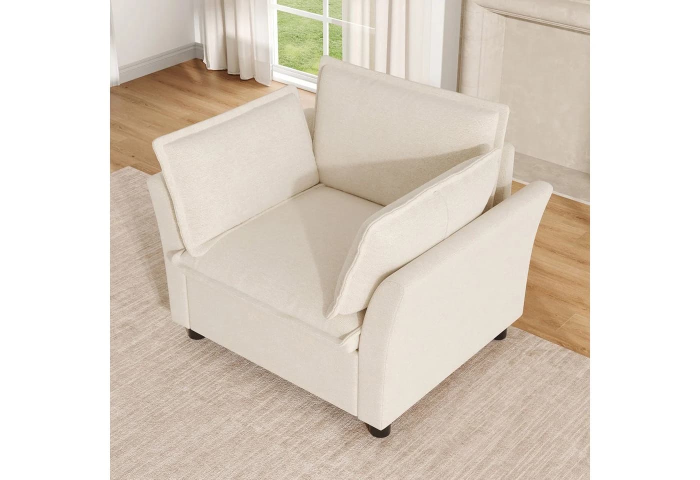 Merax Sessel moderner Relaxsessel aus Chenille Beige - Bild 2
