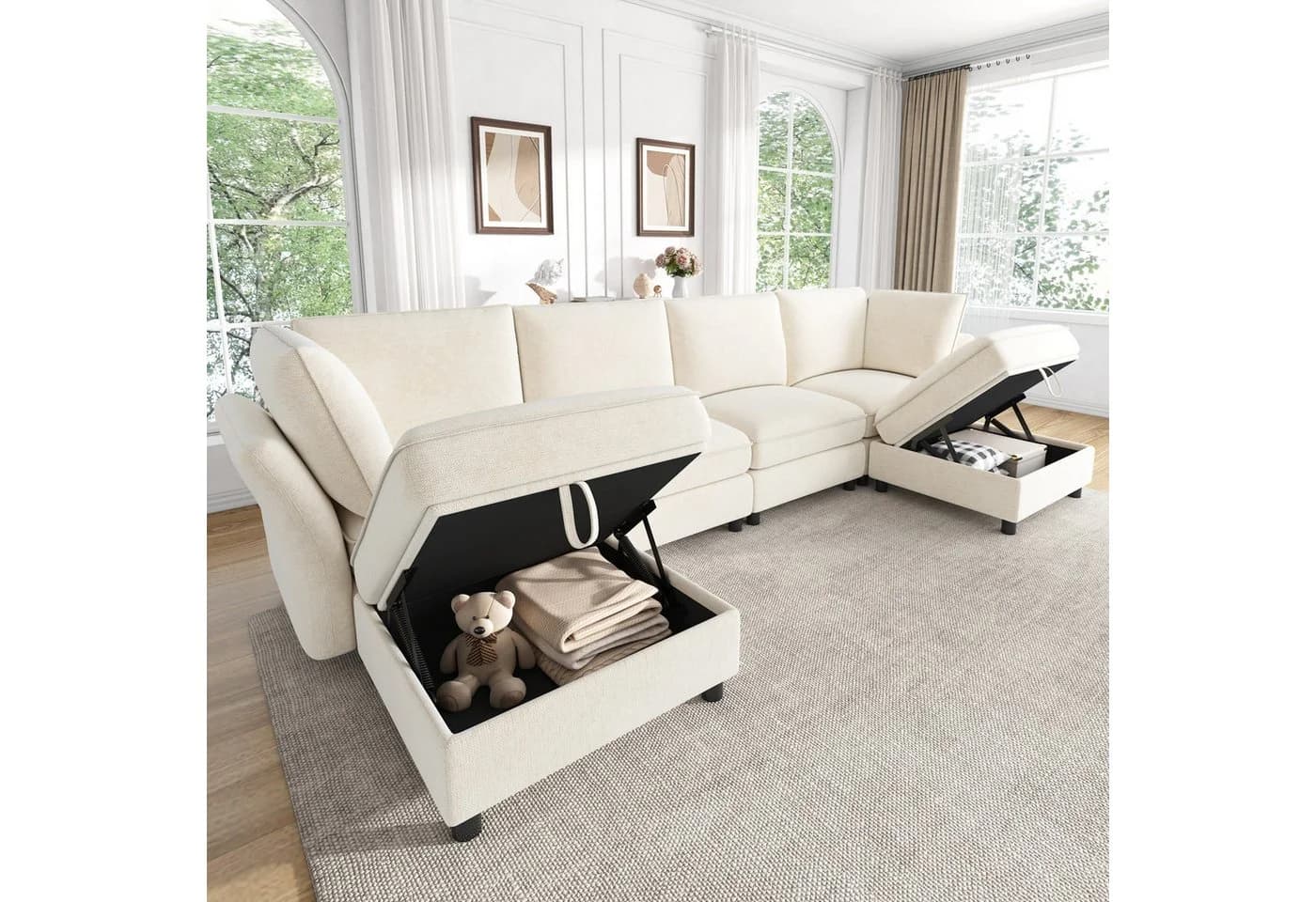 Merax Ecksofa Chenille 6-Sitzer Cloud-Design - Bild 2